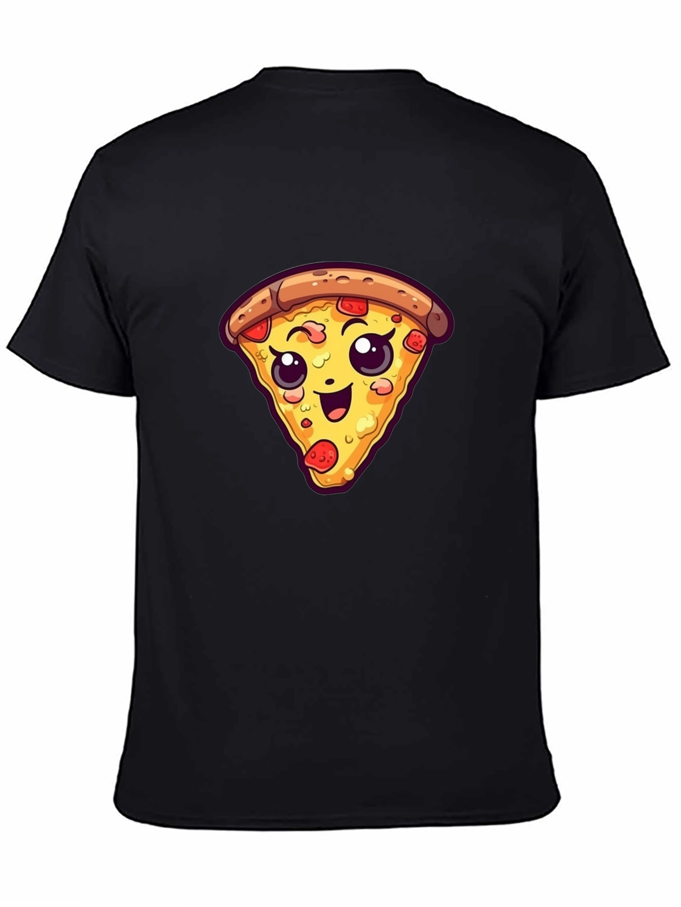 Cute Pizza Slice Graphic Tee - Black Unisex T-Shirt