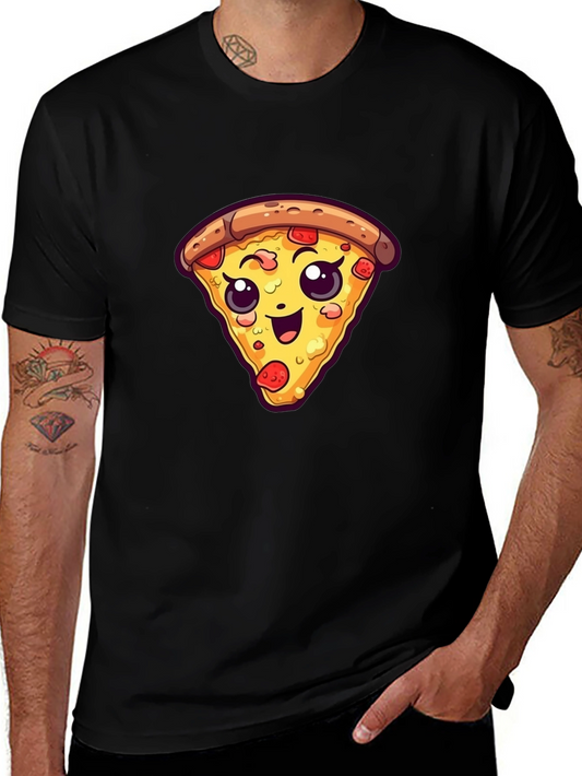Cute Pizza Slice Graphic Tee - Black Unisex T-Shirt