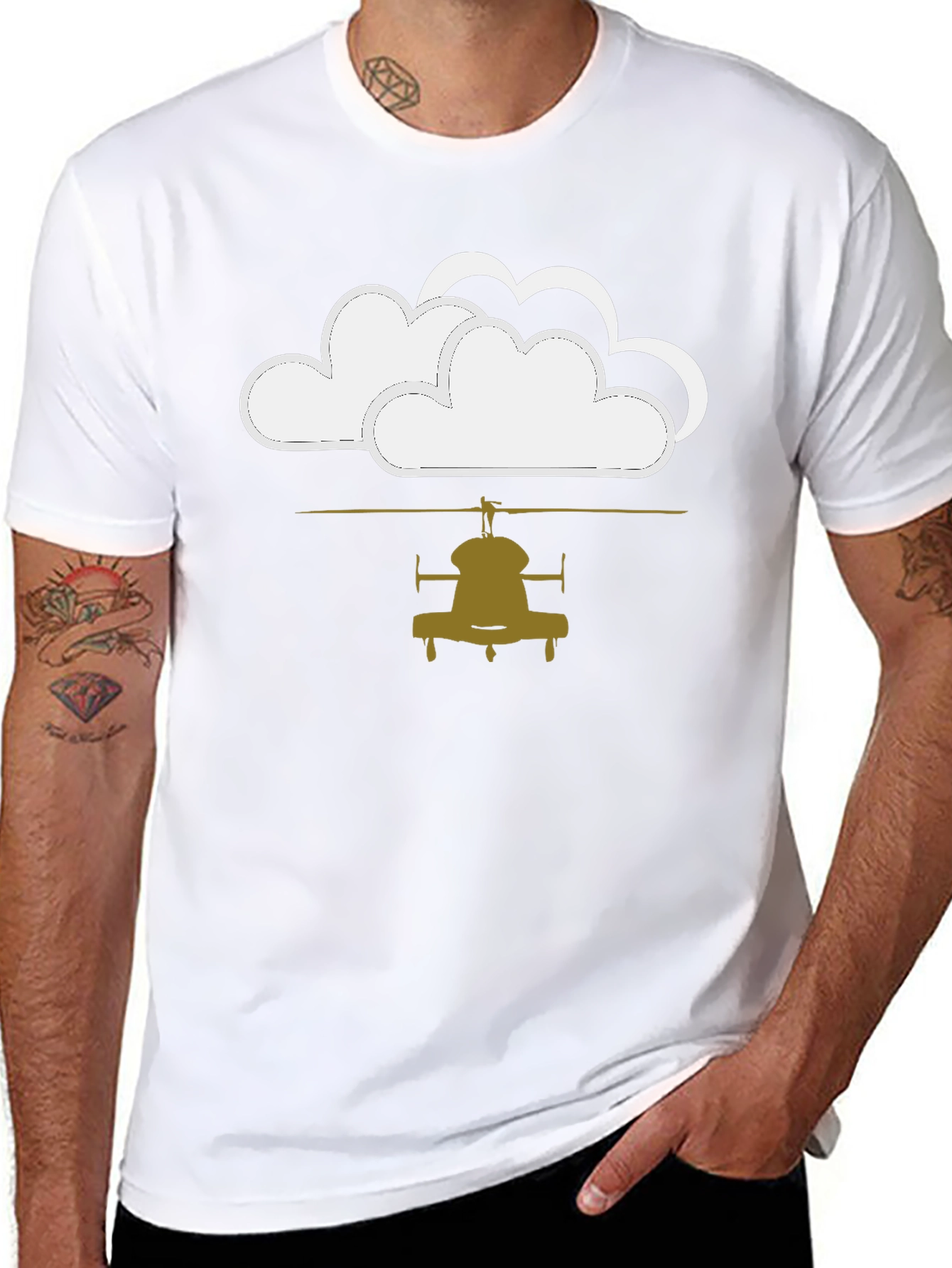 Cloud Helicopter Black Graphic Tee