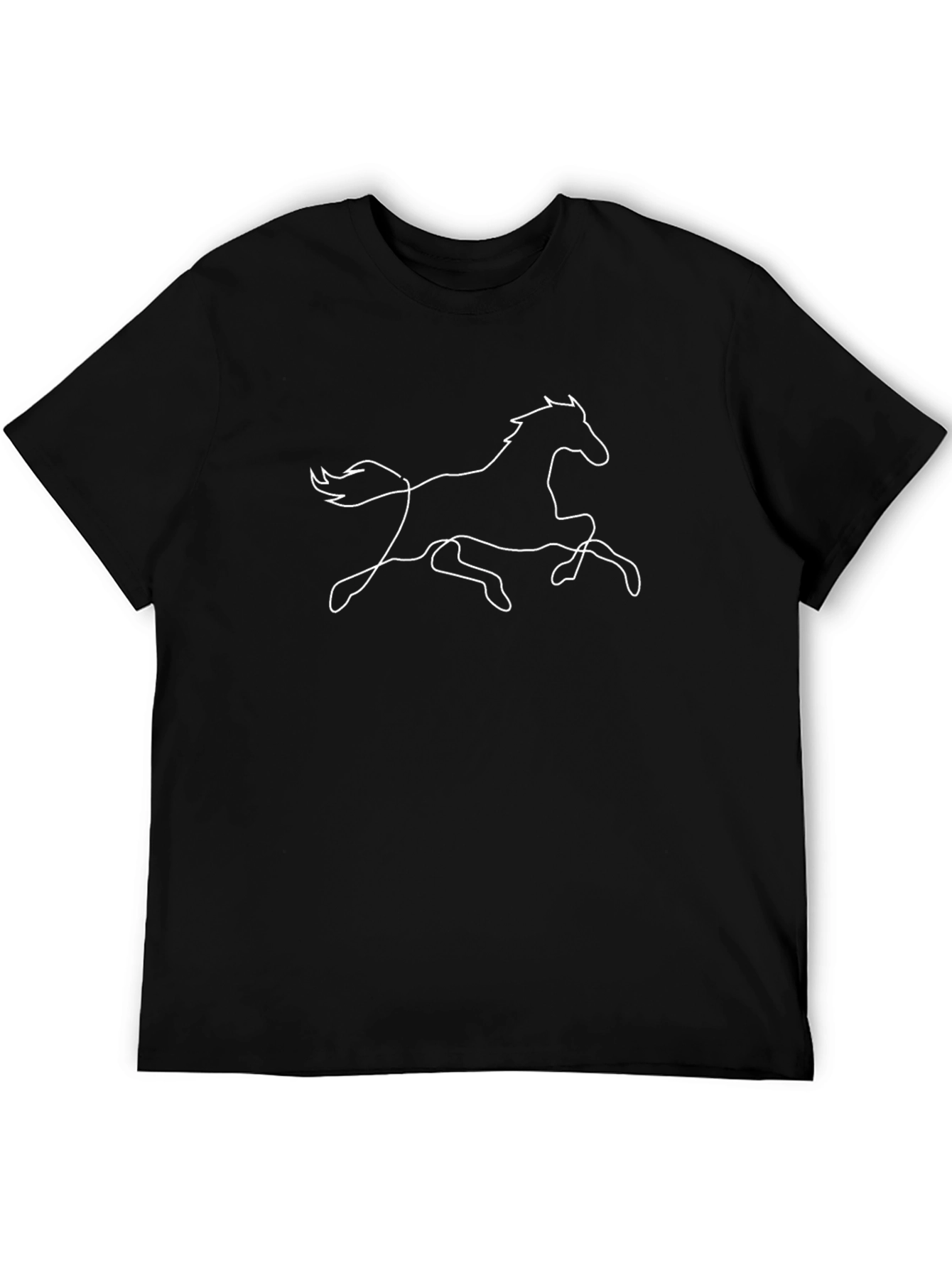 Elegantly Minimalist Horse Graphic Black T-Shirt