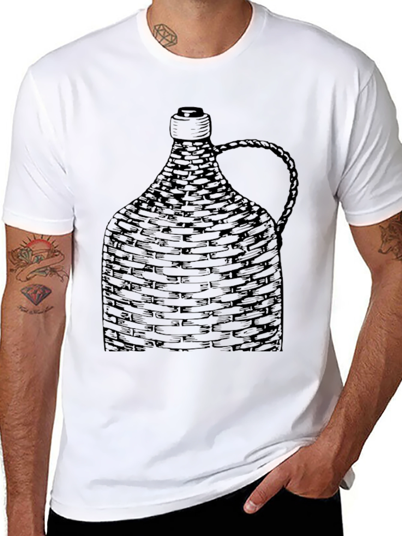 Woven Bottle Graphic Tee - Unique Design