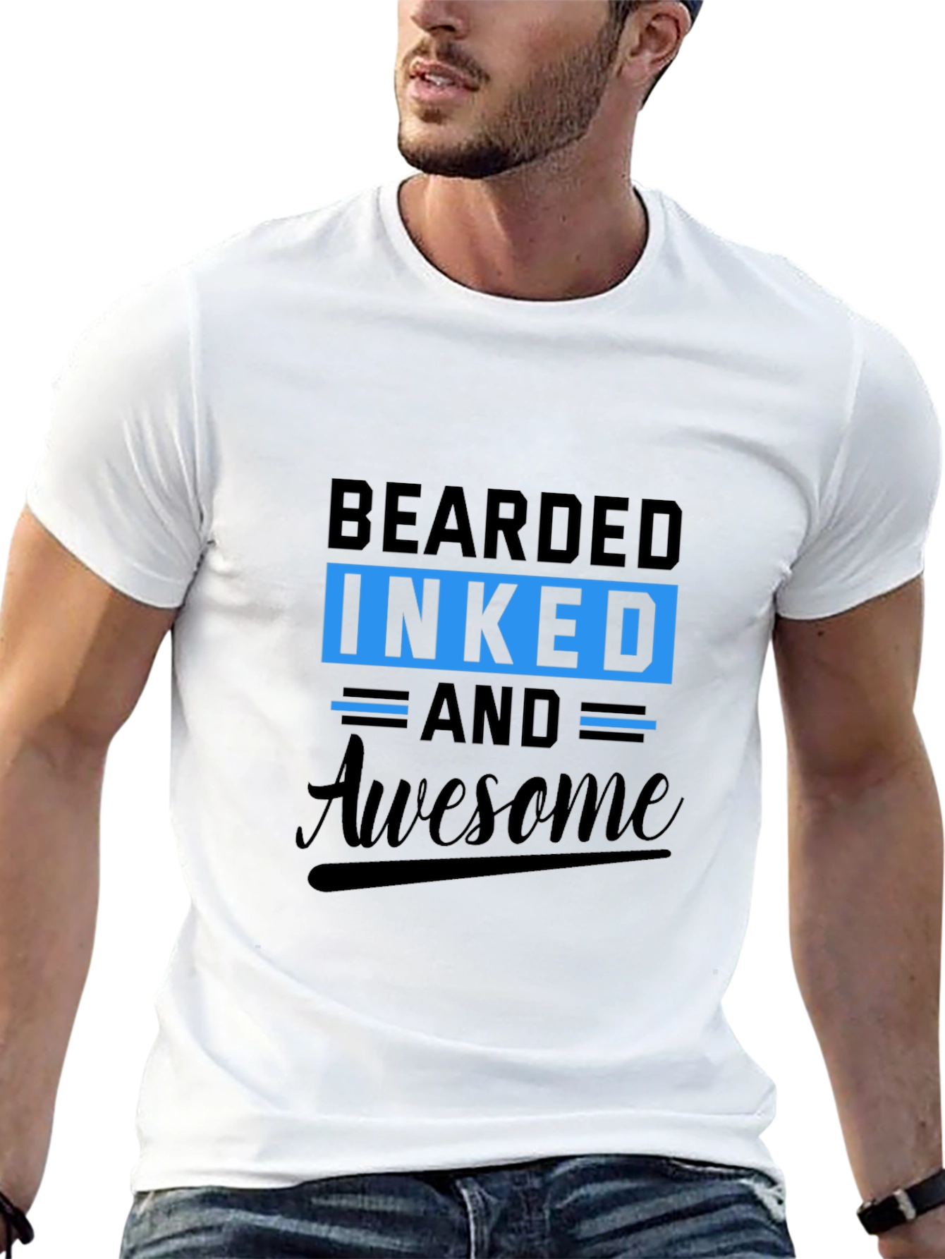 Bearded Inked Awesome Graphic Tee - Mens Black T-Shirt