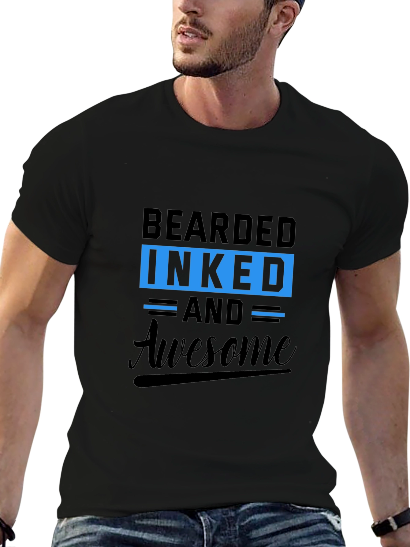 Bearded Inked Awesome Graphic Tee - Mens Black T-Shirt