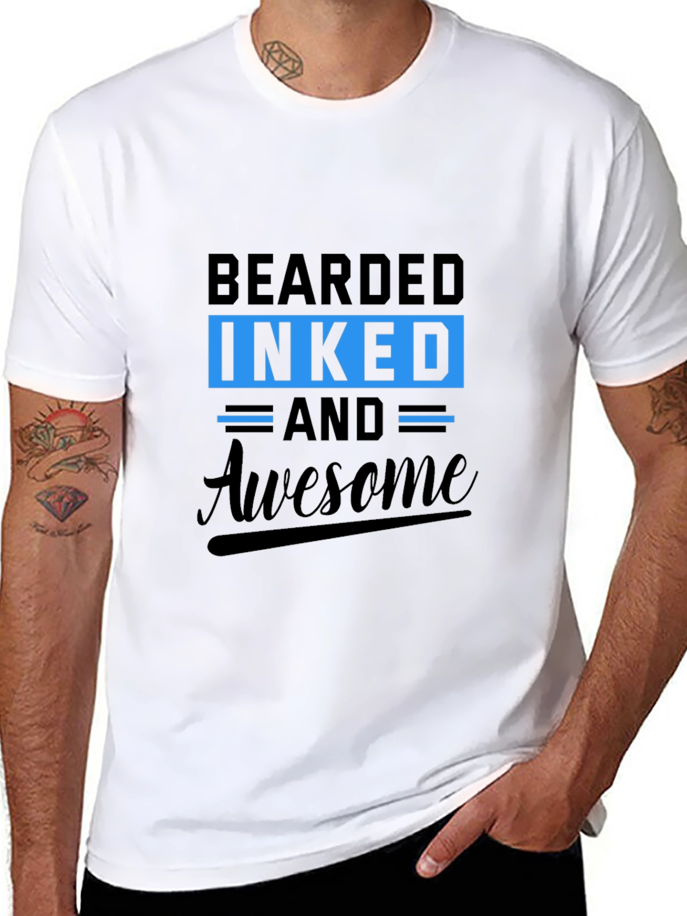 Bearded Inked Awesome Graphic Tee - Mens Black T-Shirt