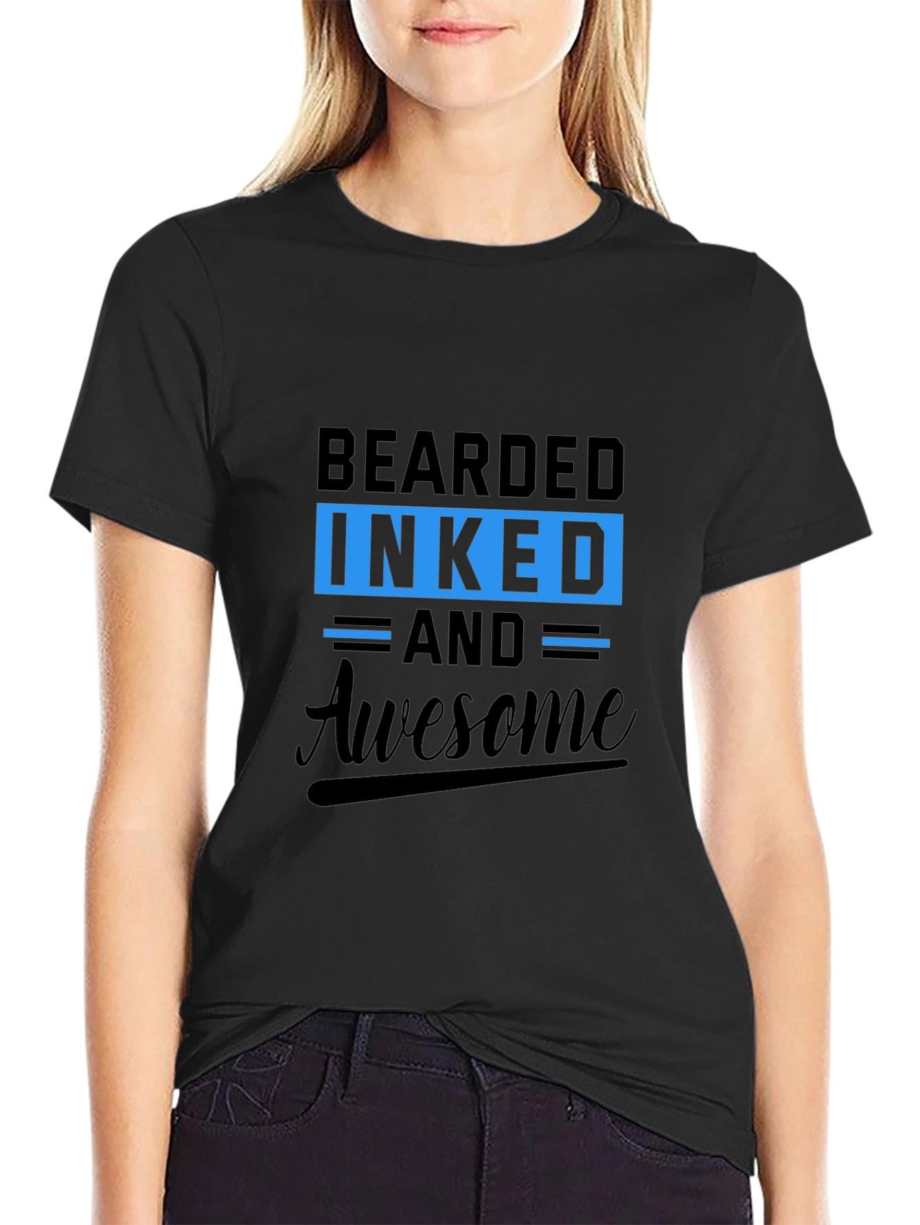 Bearded Inked Awesome Graphic Tee - Mens Black T-Shirt