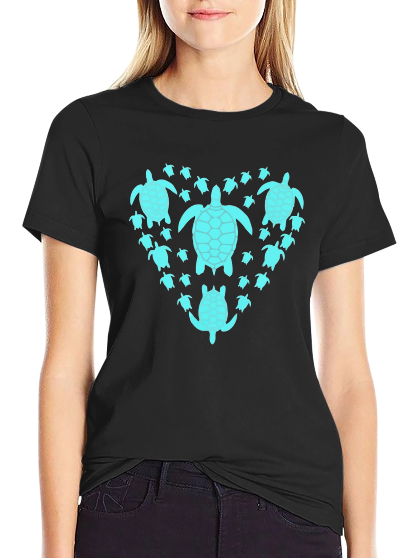 Turtle Heart T-Shirt - Black Graphic Tee