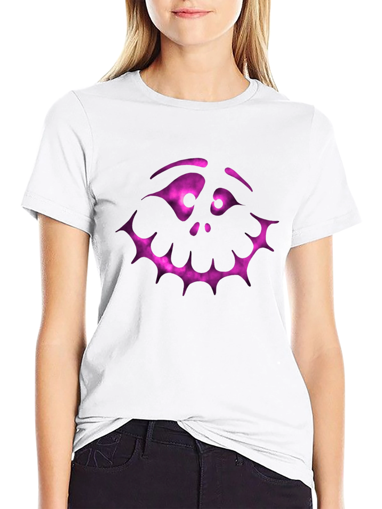 Spooky Face Graphic Tee - Black Halloween Shirt