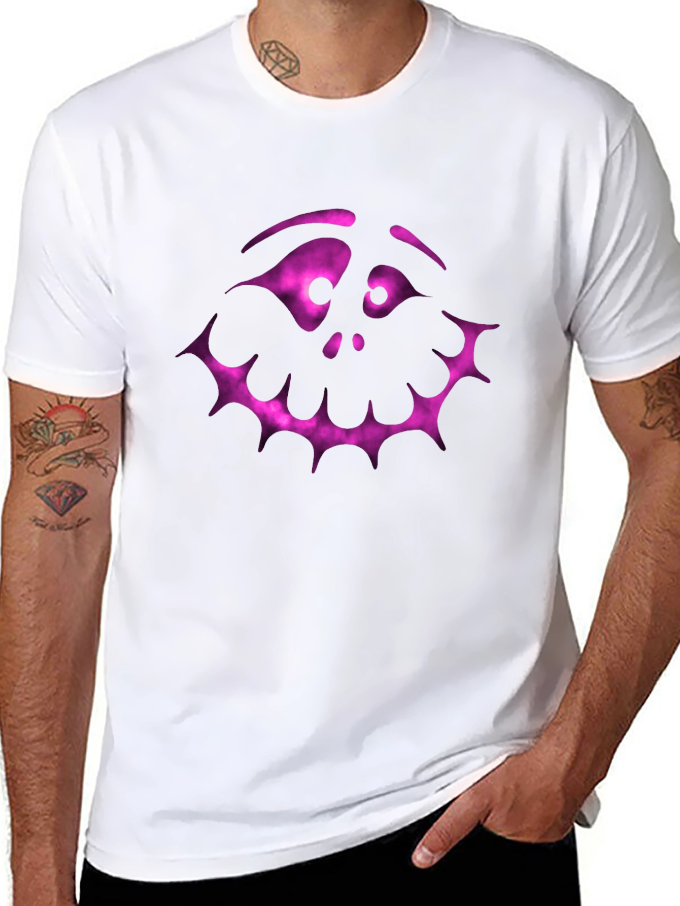 Spooky Face Graphic Tee - Black Halloween Shirt