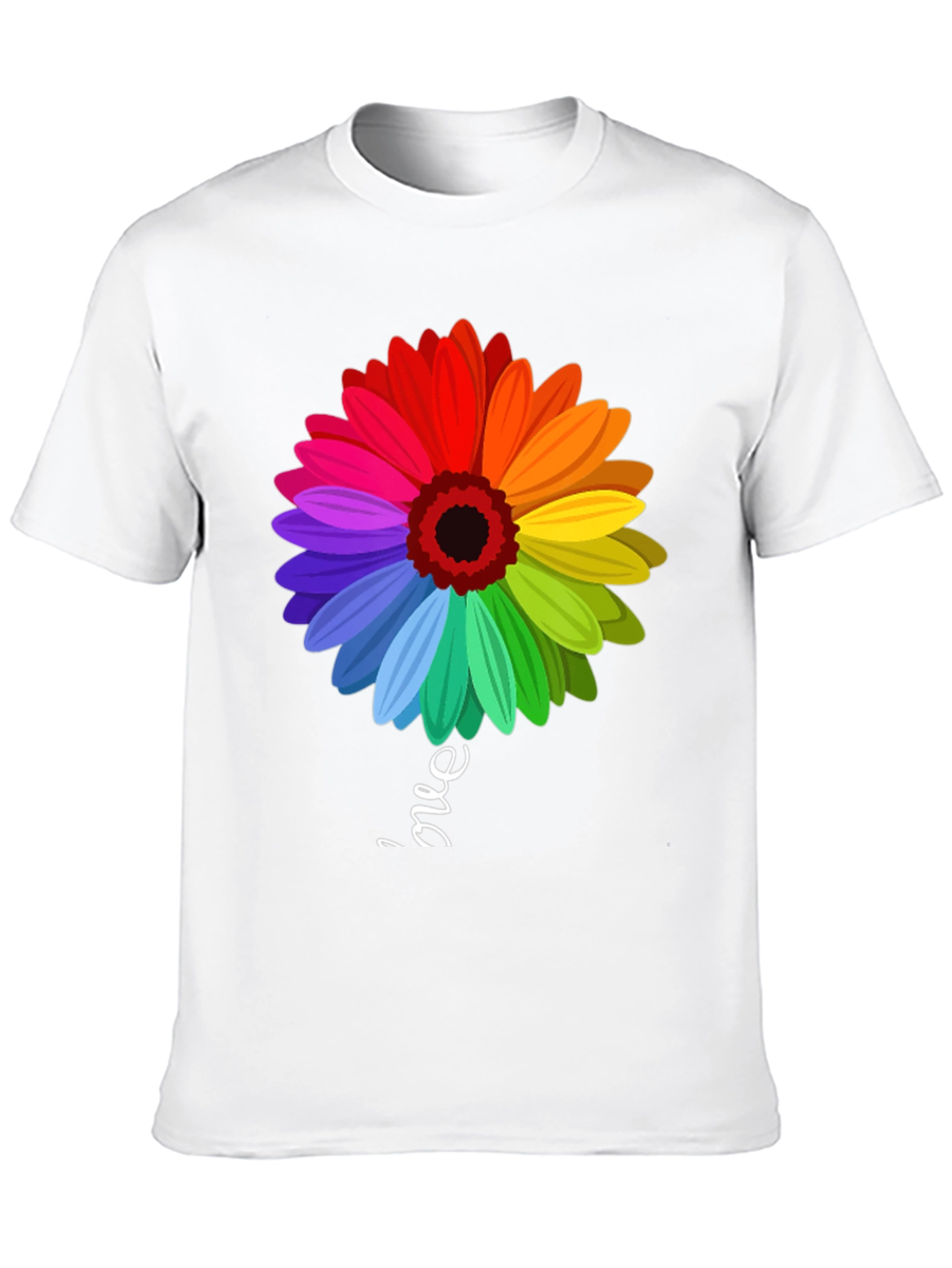 Rainbow Flower Graphic T-Shirt - Trendy Casual Tee