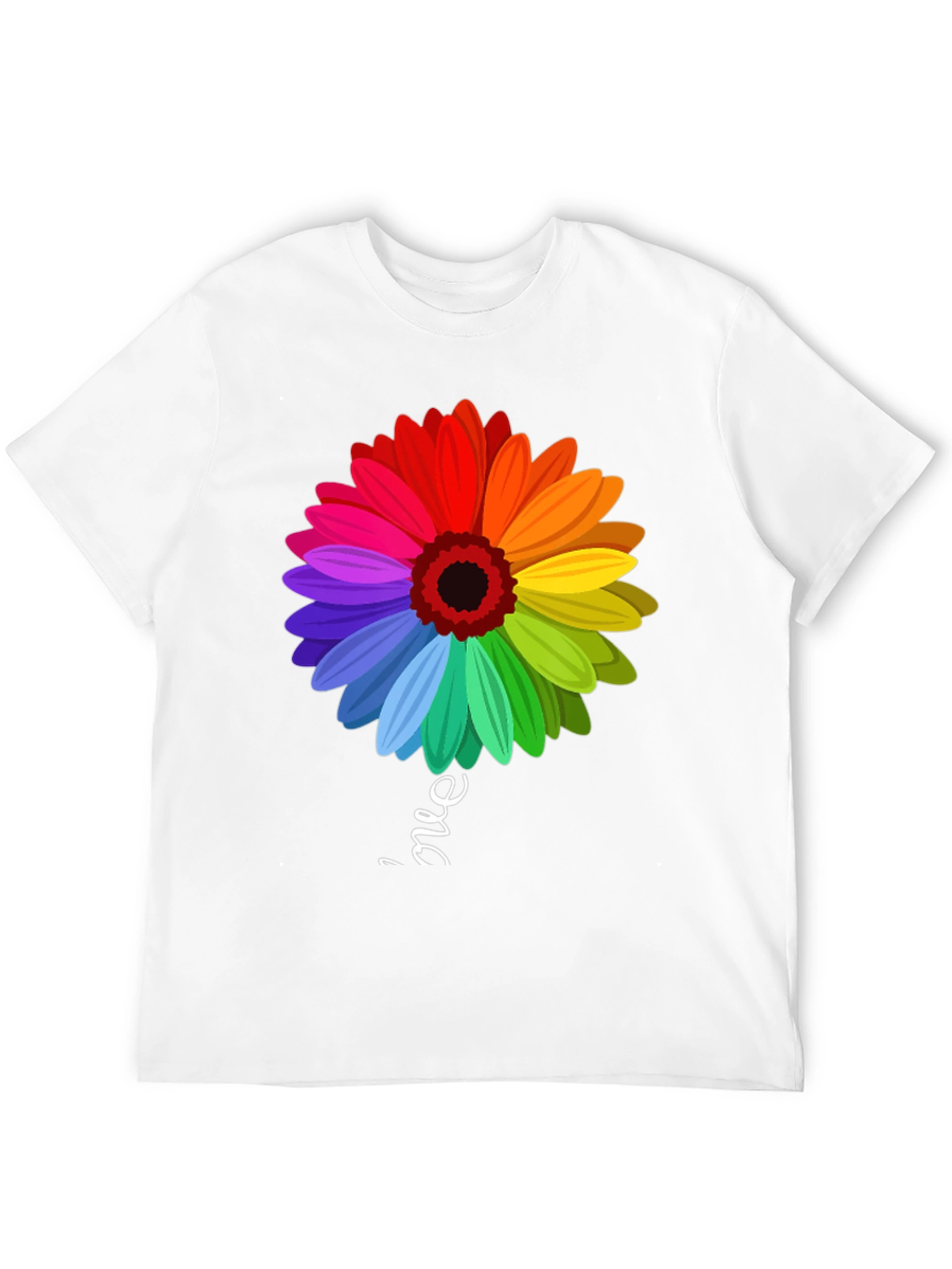 Rainbow Flower Graphic T-Shirt - Trendy Casual Tee
