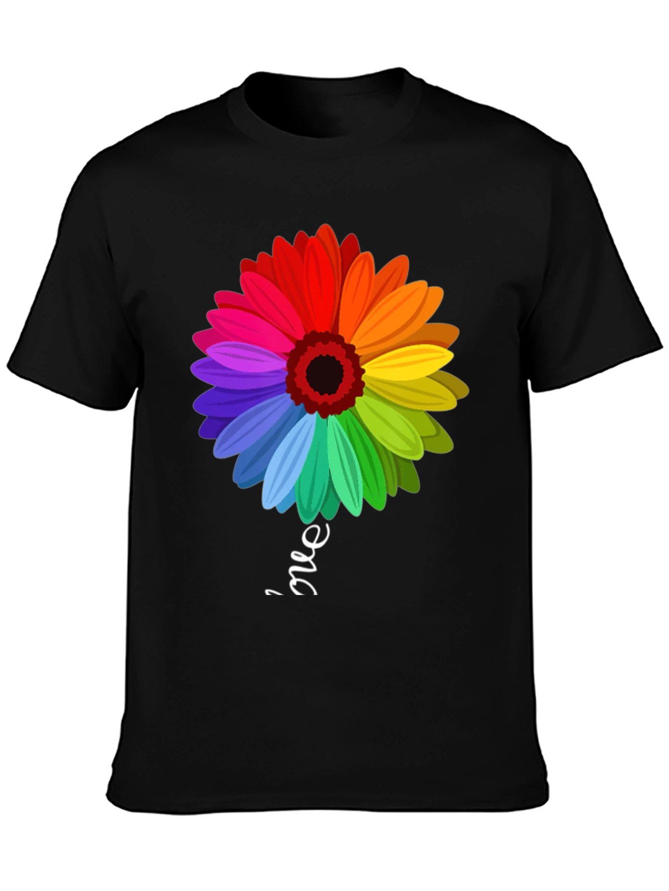 Rainbow Flower Graphic T-Shirt - Trendy Casual Tee