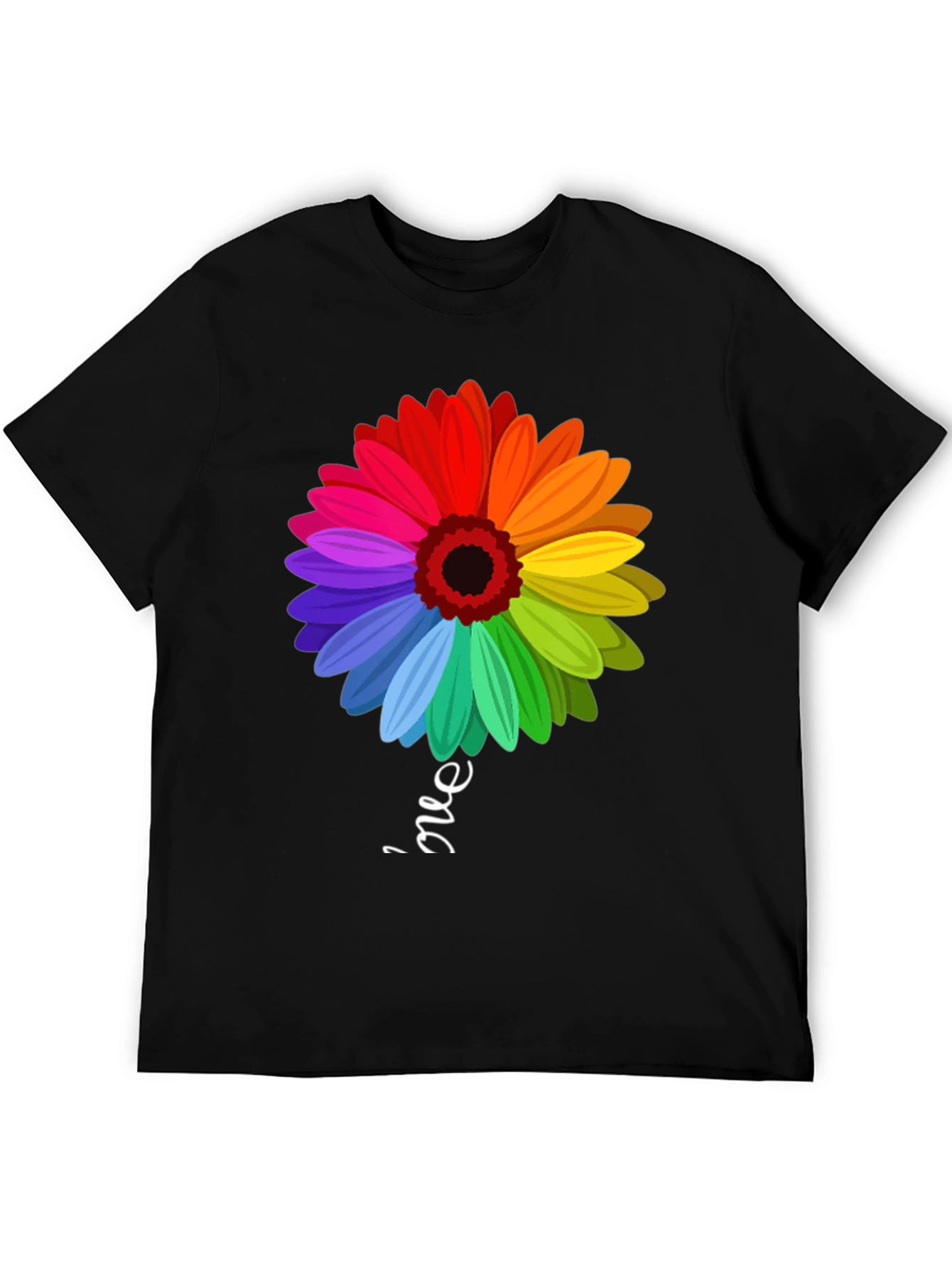 Rainbow Flower Graphic T-Shirt - Trendy Casual Tee