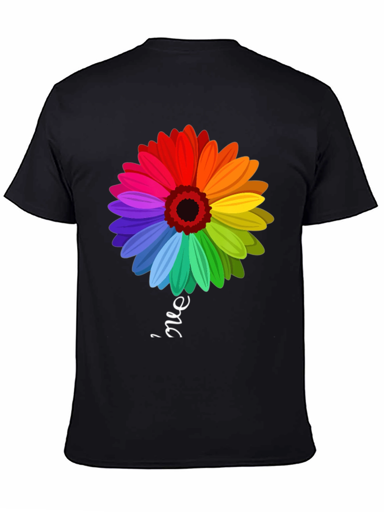 Rainbow Flower Graphic T-Shirt - Trendy Casual Tee
