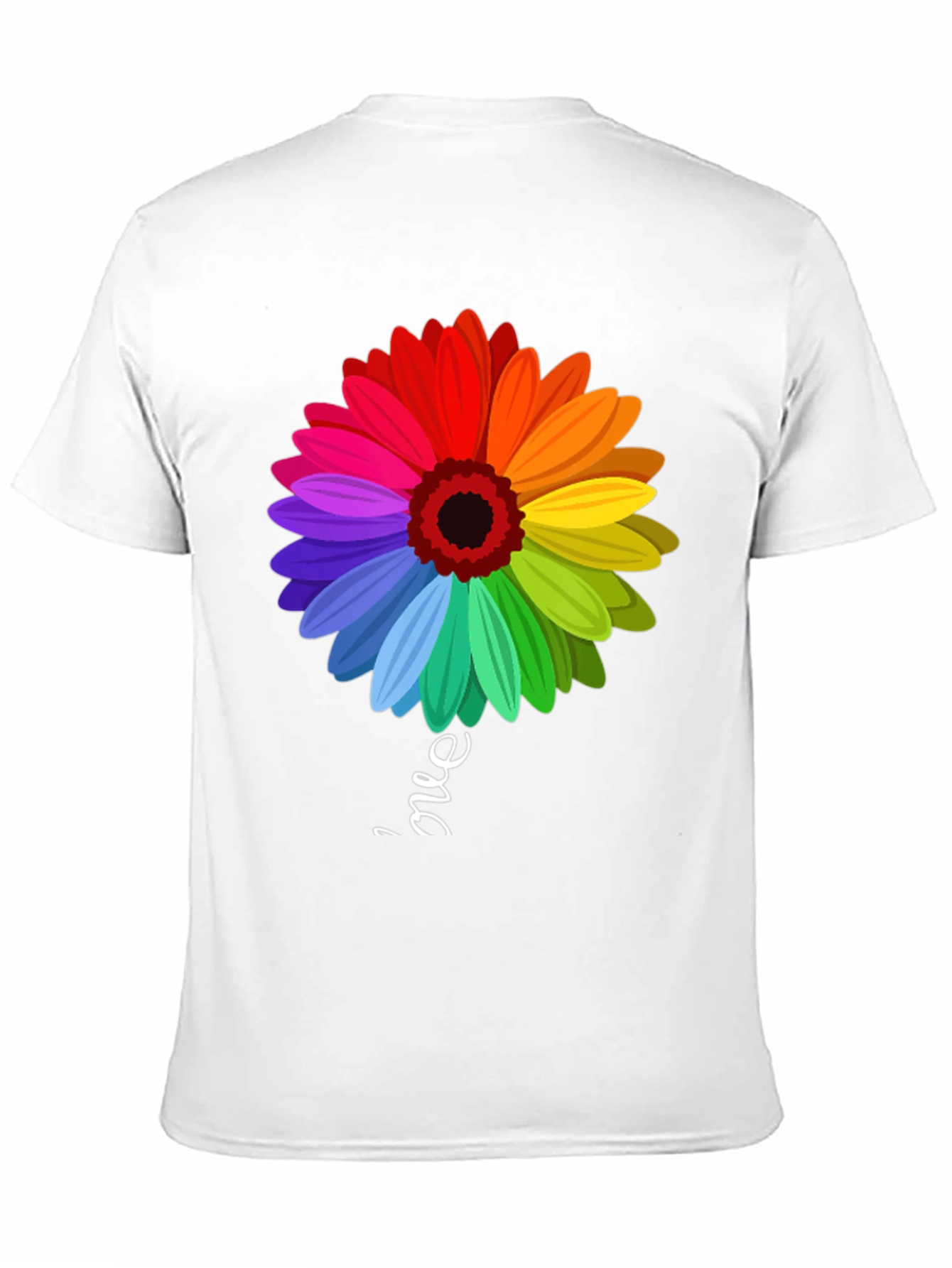 Rainbow Flower Graphic T-Shirt - Trendy Casual Tee