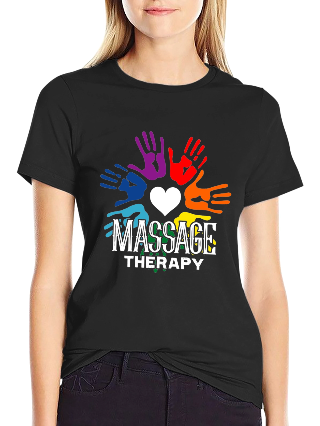 Massage Therapy Rainbow Hands Graphic T-Shirt
