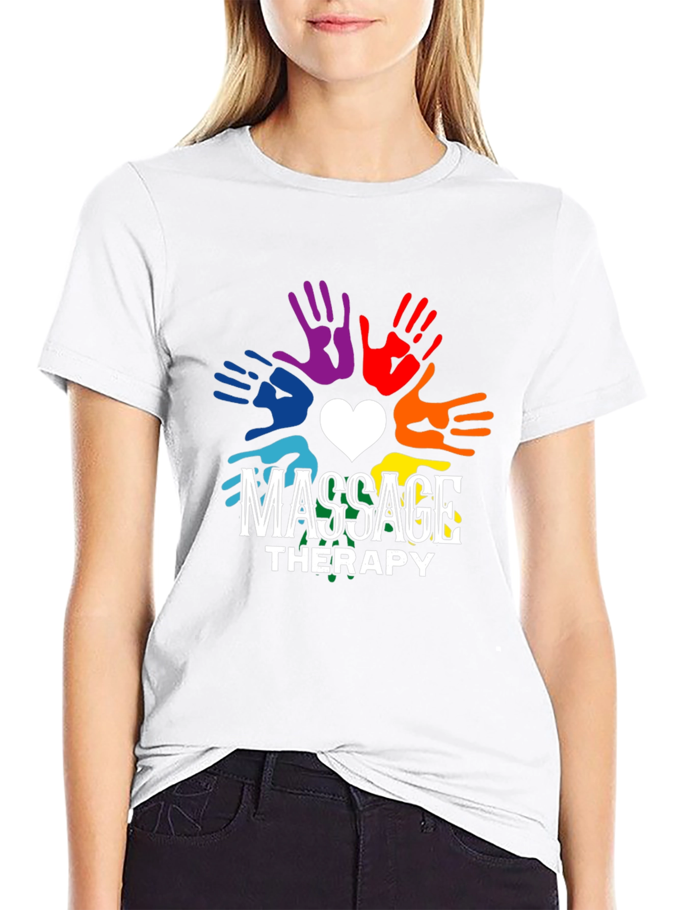 Massage Therapy Rainbow Hands Graphic T-Shirt