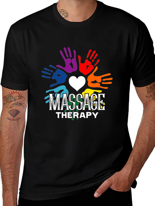 Massage Therapy Rainbow Hands Graphic T-Shirt