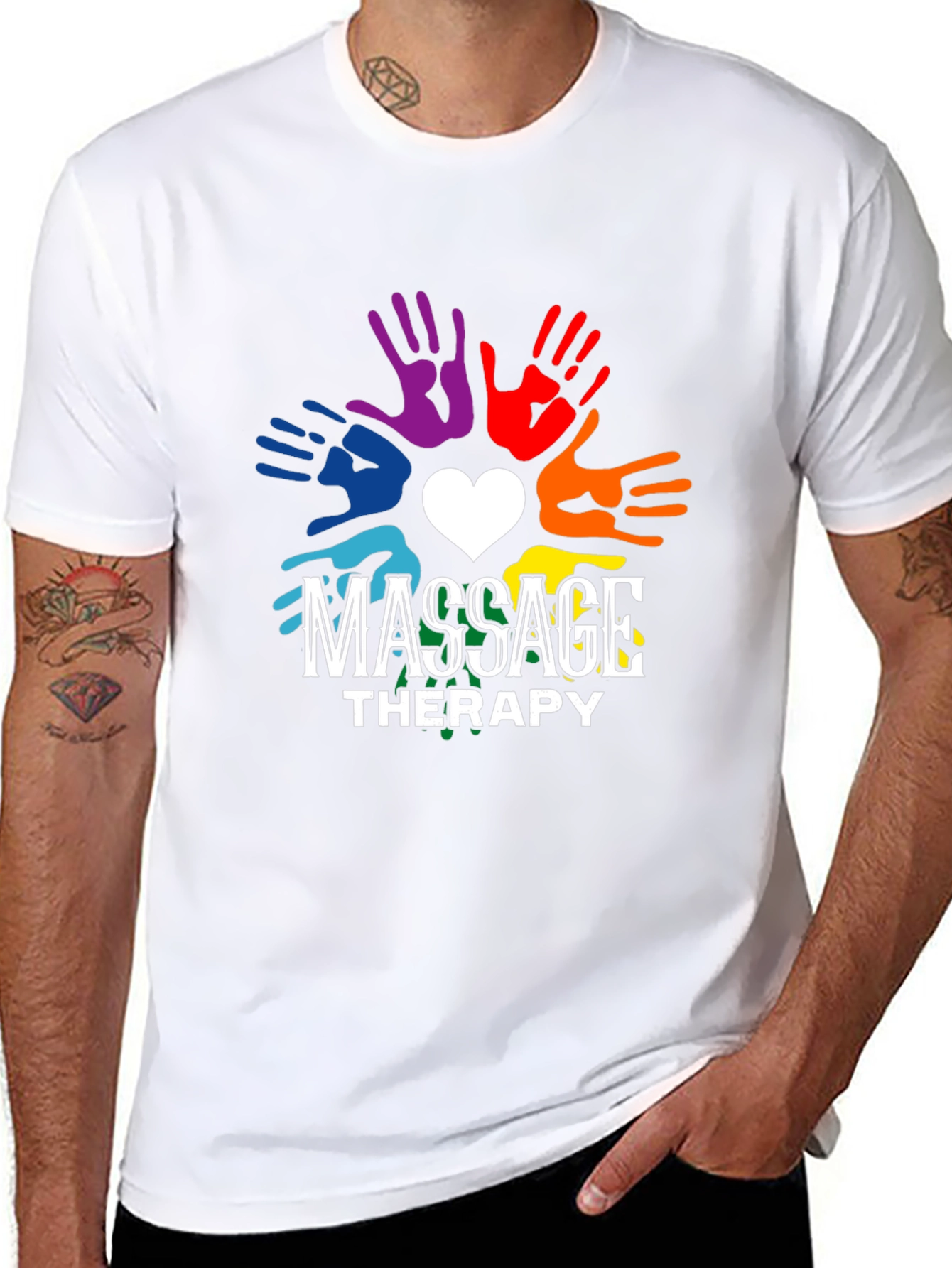 Massage Therapy Rainbow Hands Graphic T-Shirt
