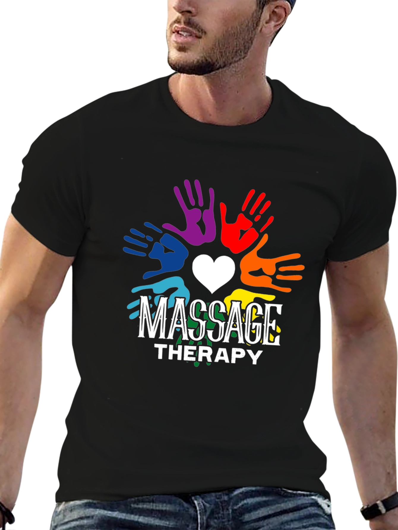 Massage Therapy Rainbow Hands Graphic T-Shirt