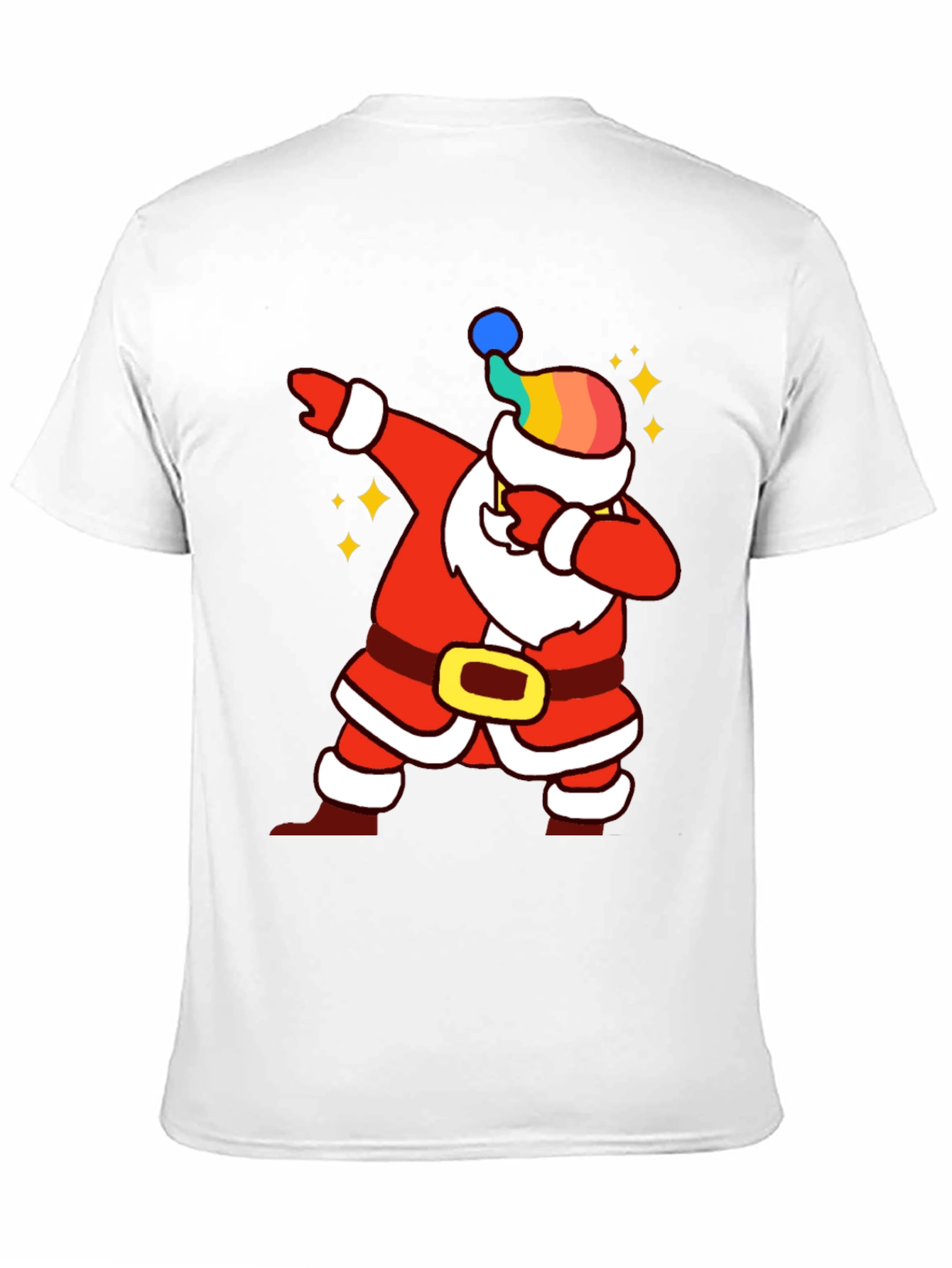 Rainbow Santa Dabbing Graphic Tee - Festive Style
