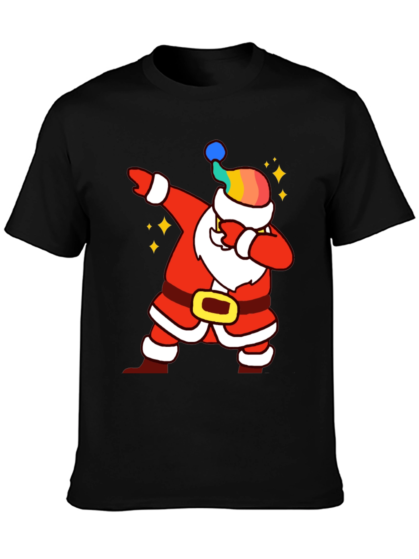 Rainbow Santa Dabbing Graphic Tee - Festive Style