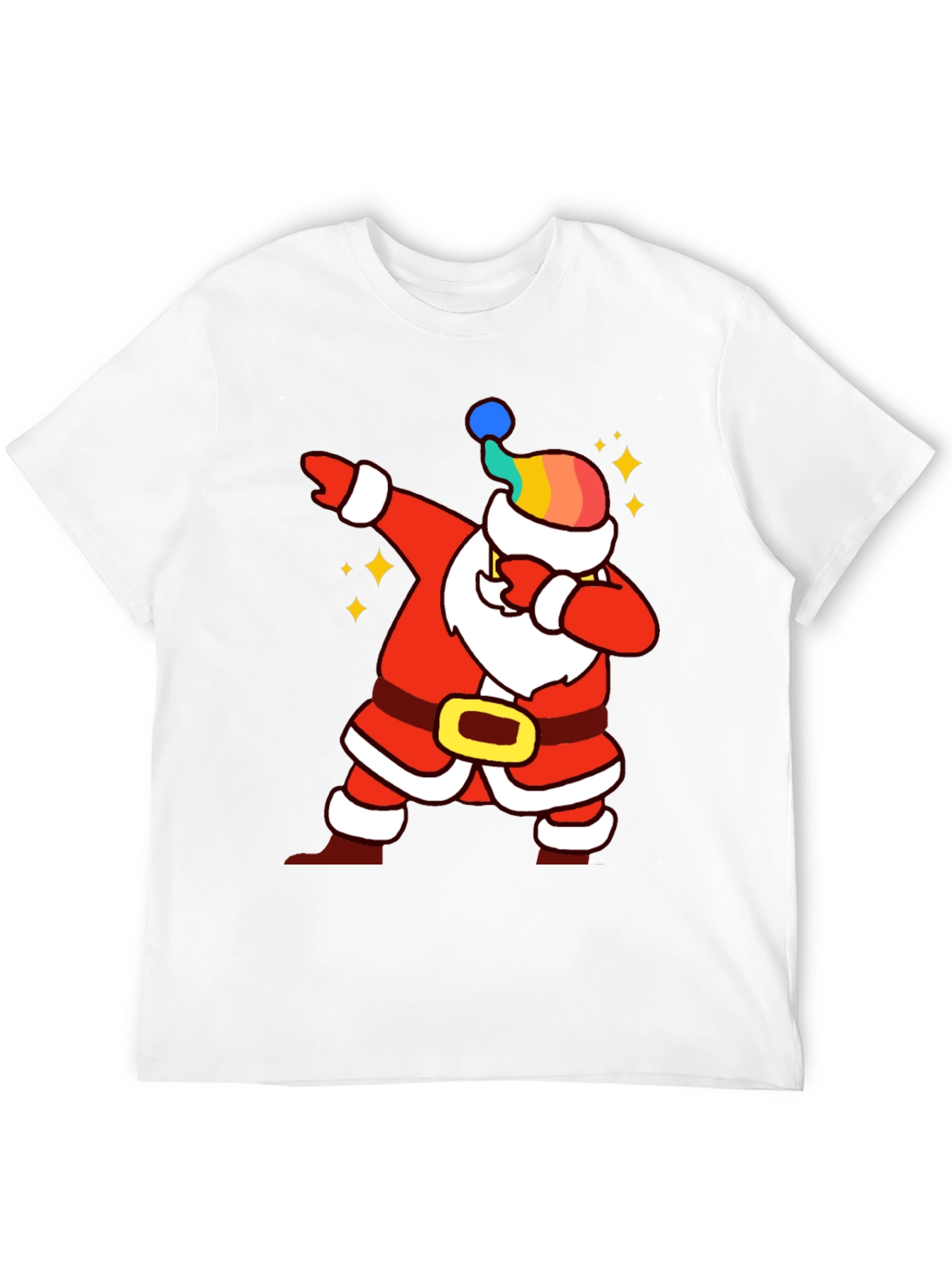 Rainbow Santa Dabbing Graphic Tee - Festive Style