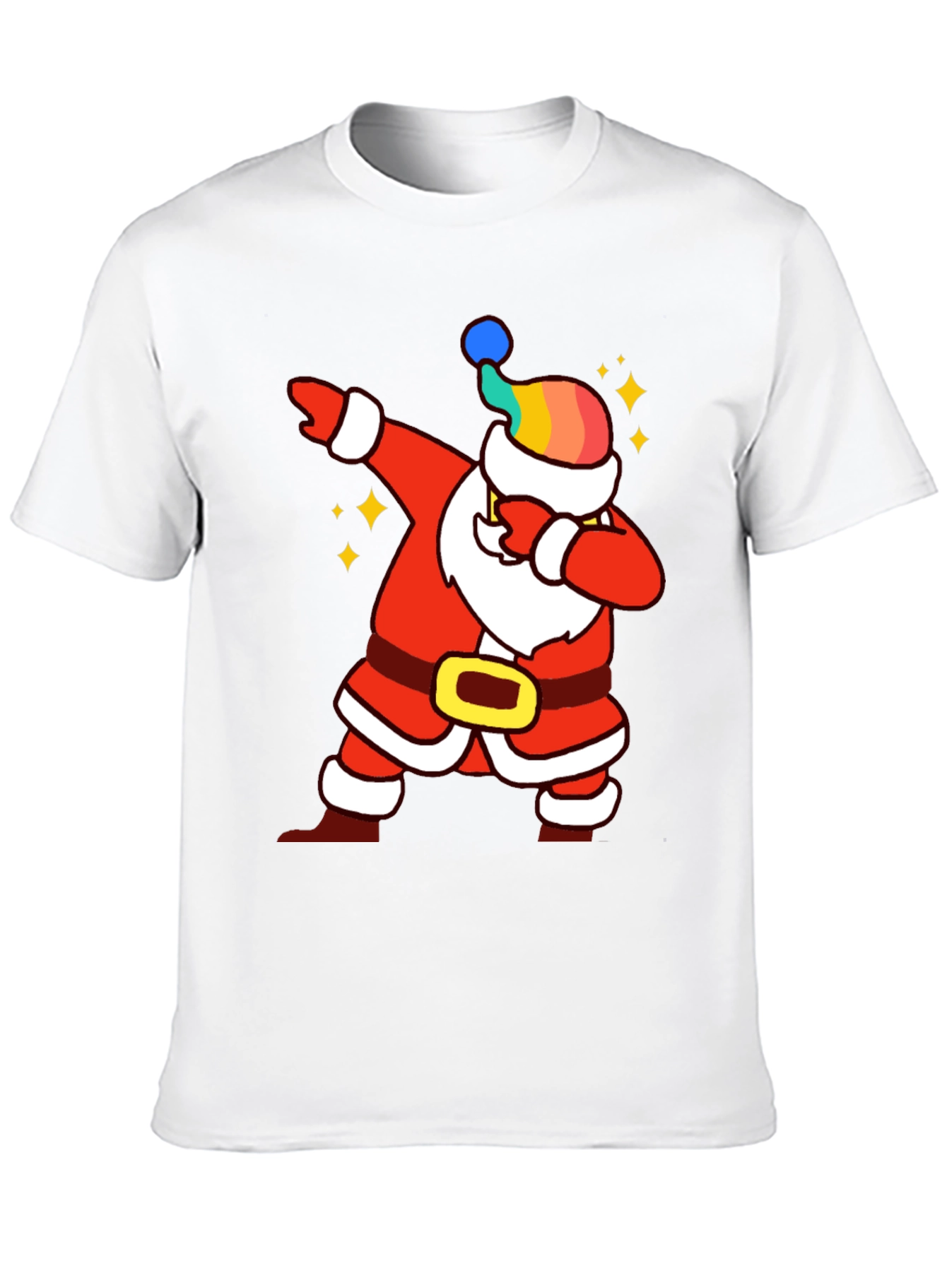 Rainbow Santa Dabbing Graphic Tee - Festive Style