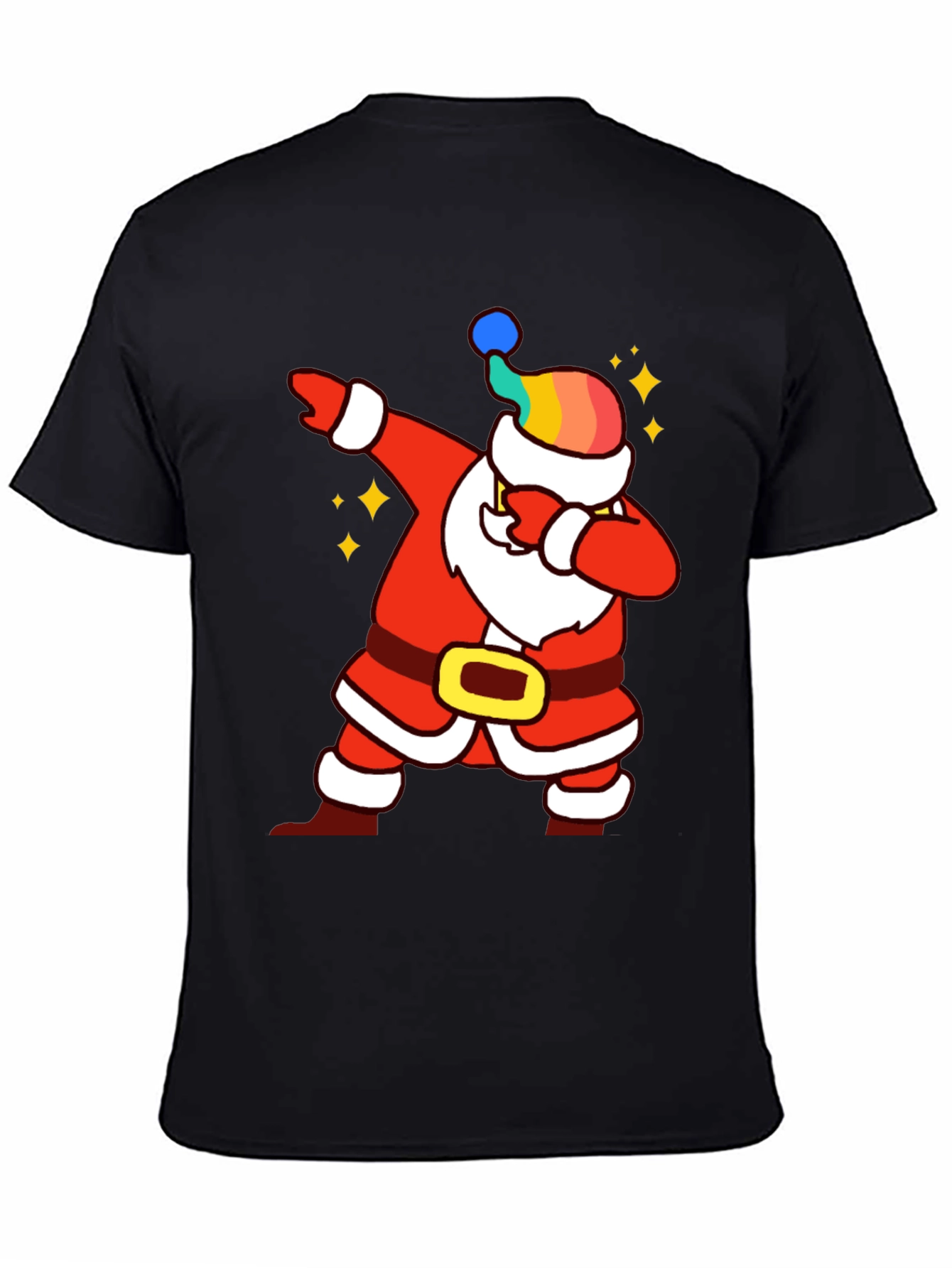 Rainbow Santa Dabbing Graphic Tee - Festive Style
