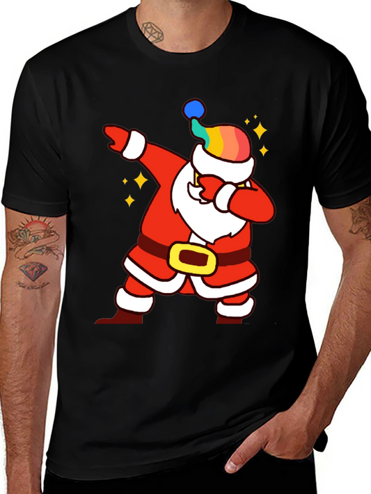 Rainbow Santa Dabbing Graphic Tee - Festive Style