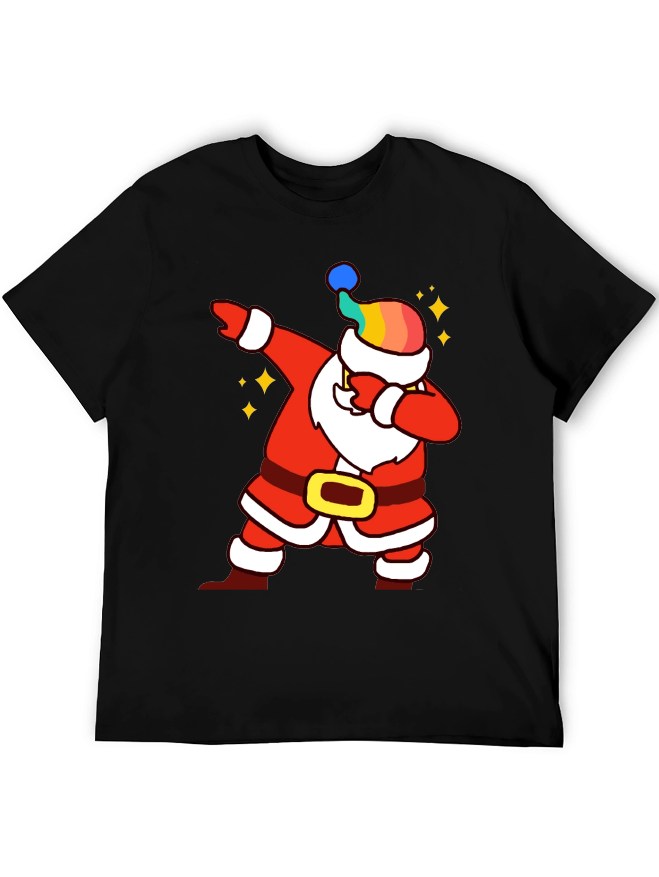 Rainbow Santa Dabbing Graphic Tee - Festive Style