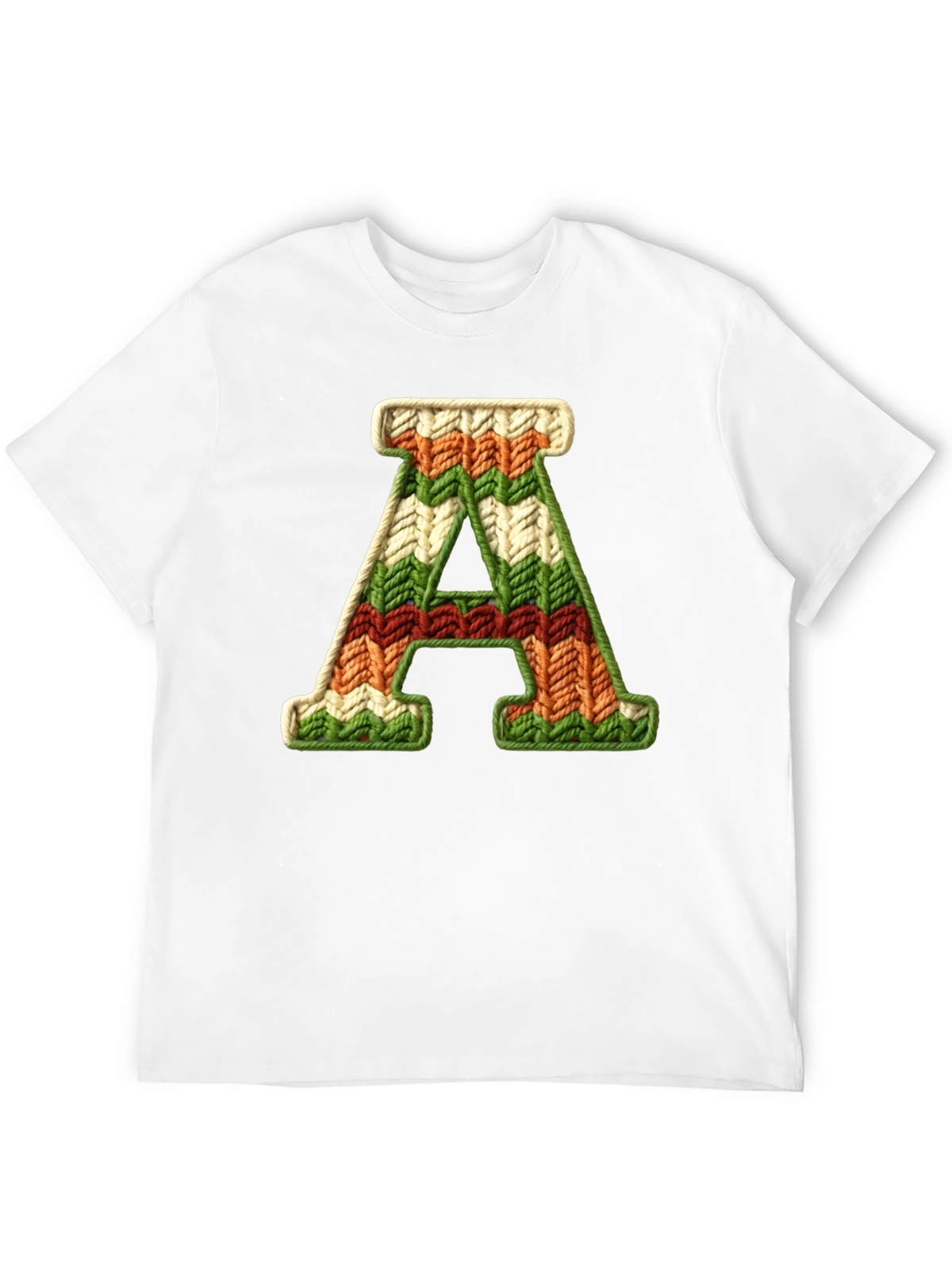 Letter A Knitted Pattern Black Tee