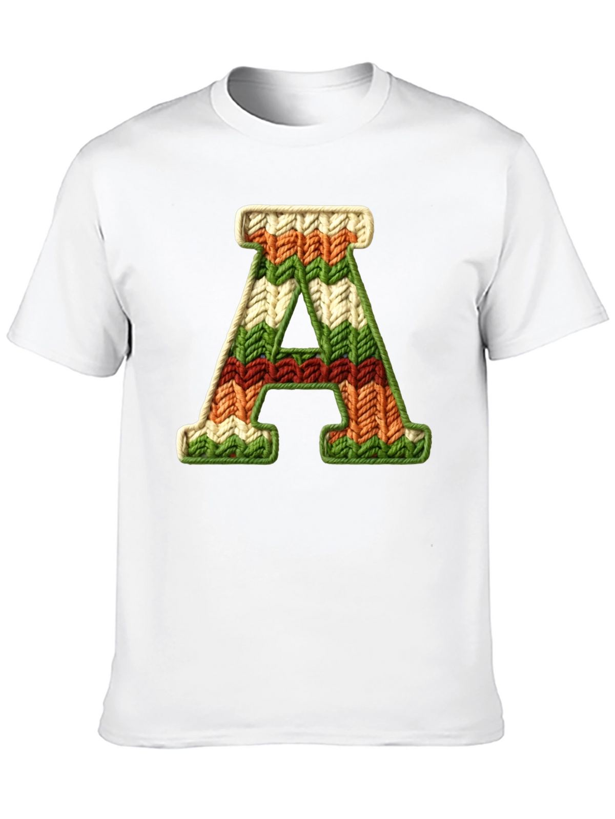 Letter A Knitted Pattern Black Tee