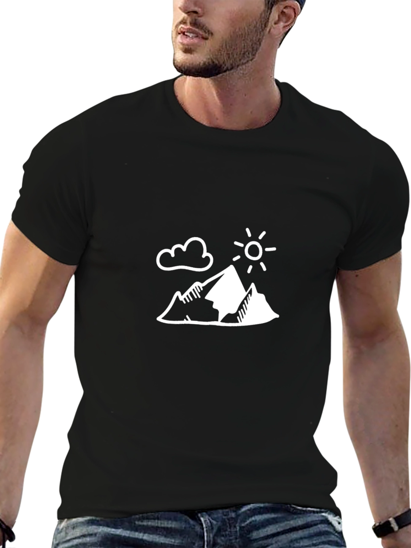 Mountain Scene Graphic Tee - Black Casual Shirt