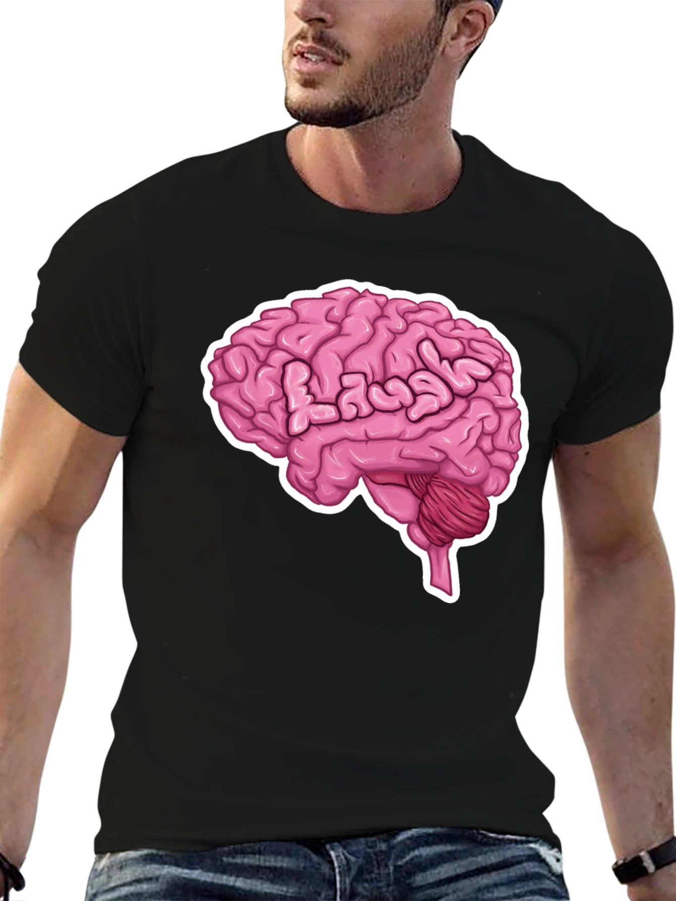 Brain Graphic Tee - Black Cotton T-Shirt