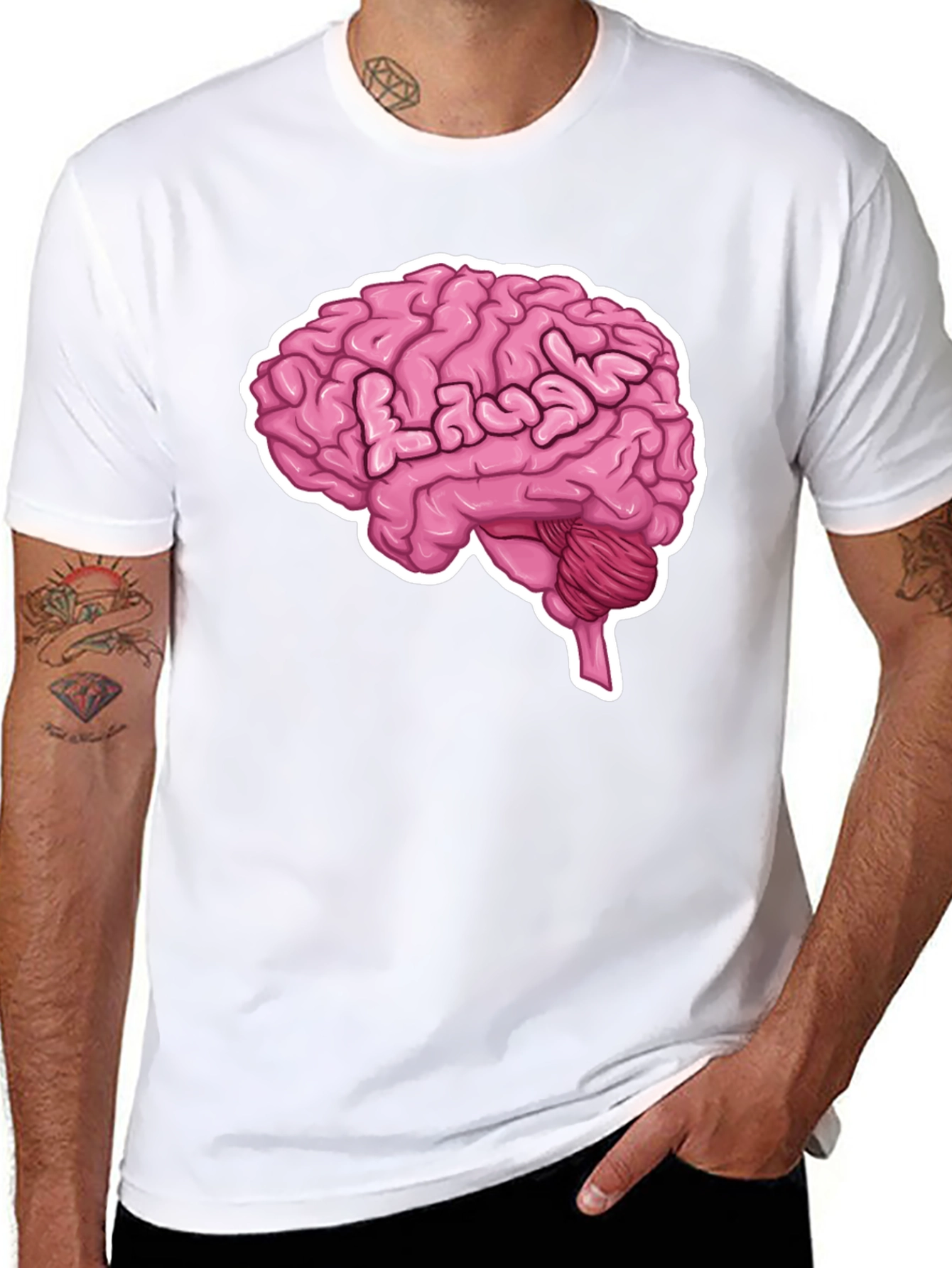 Brain Graphic Tee - Black Cotton T-Shirt