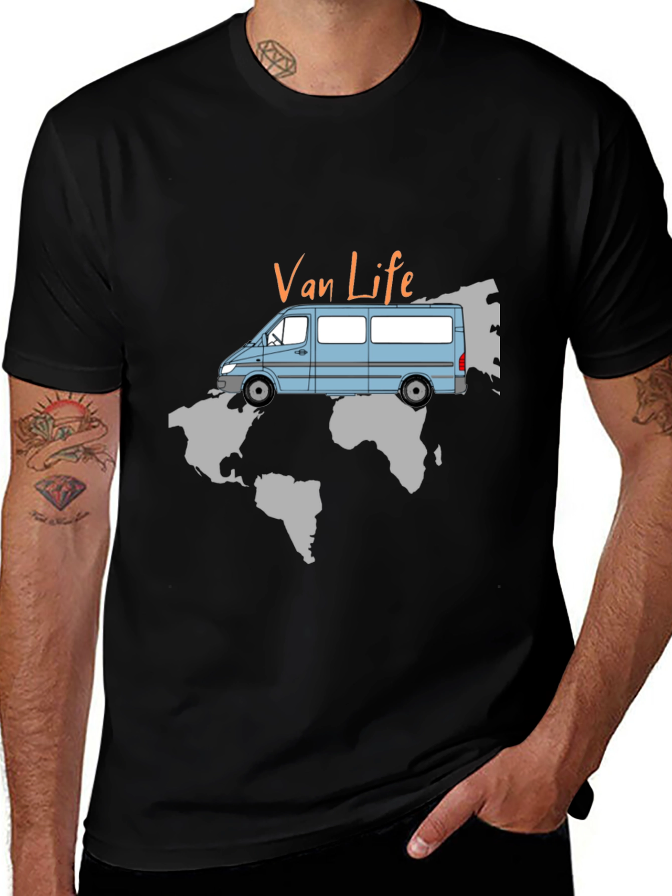 Van Life World Map T-Shirt