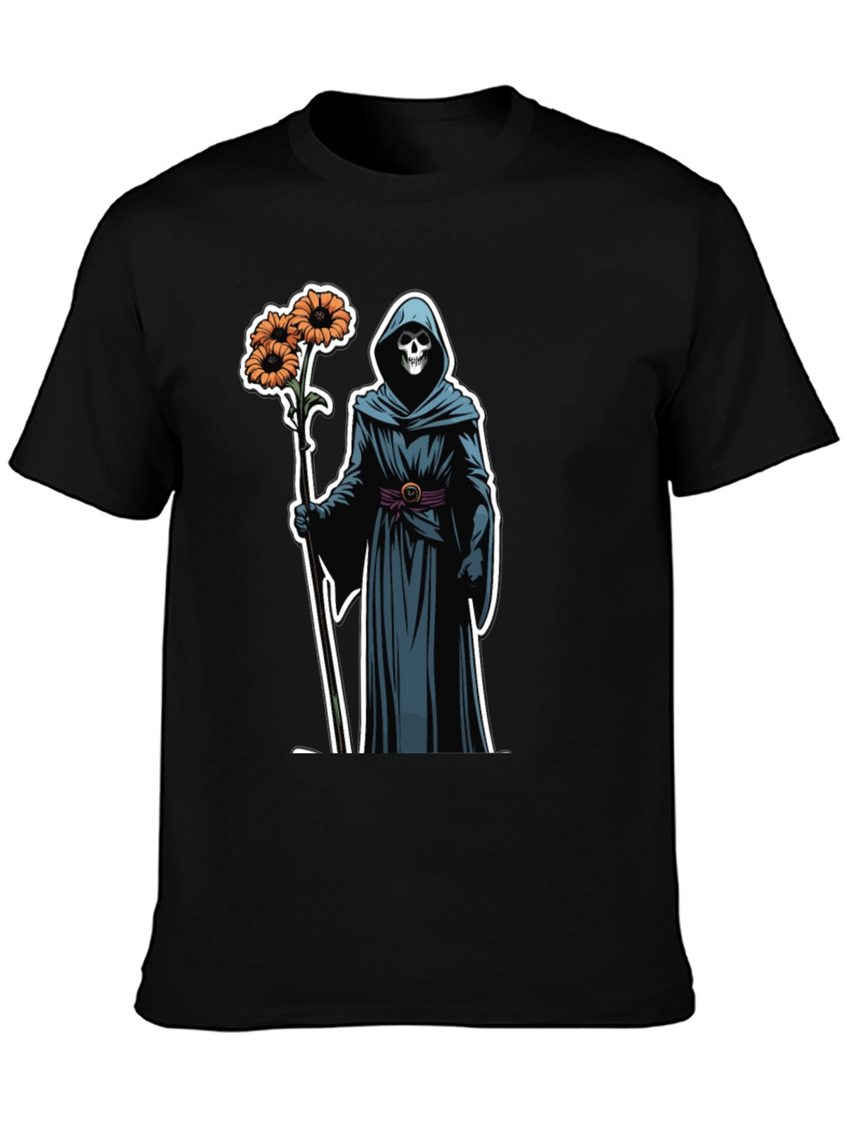Grim Reaper Floral T-Shirt - Black
