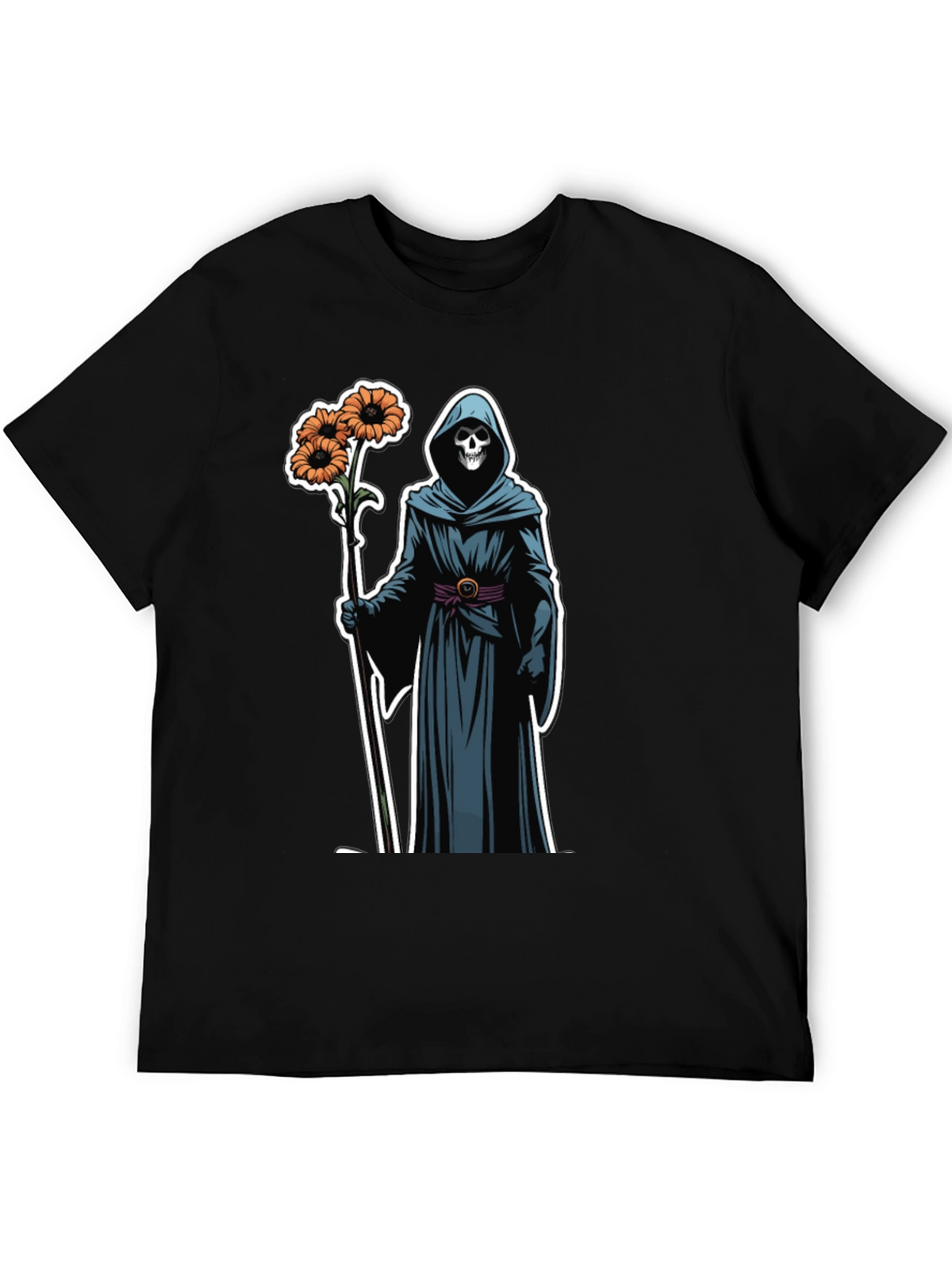 Grim Reaper Floral T-Shirt - Black