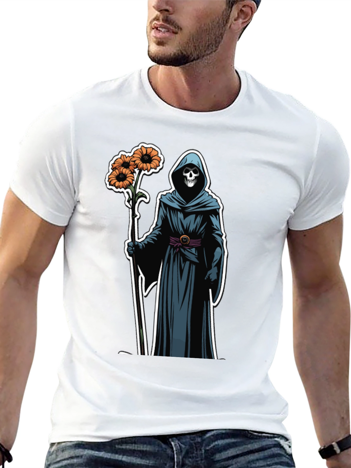Grim Reaper Floral T-Shirt - Black
