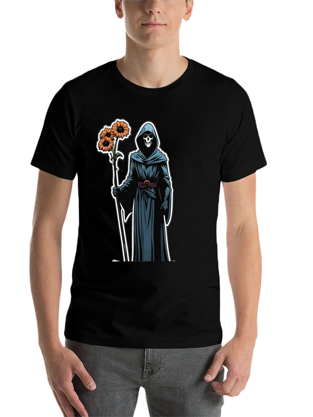 Grim Reaper Floral T-Shirt - Black