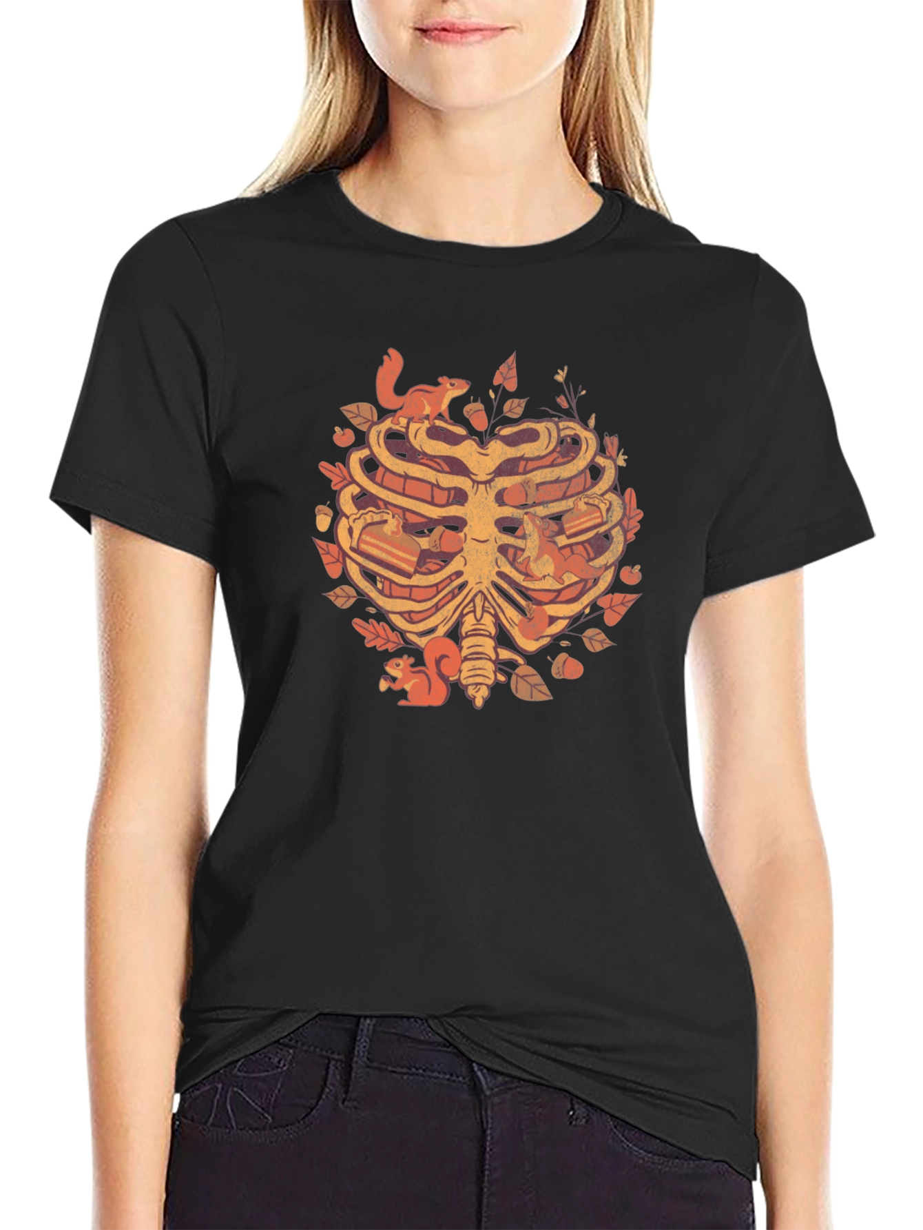 Squirrel Ribcage Graphic Tee - Autumnal Style