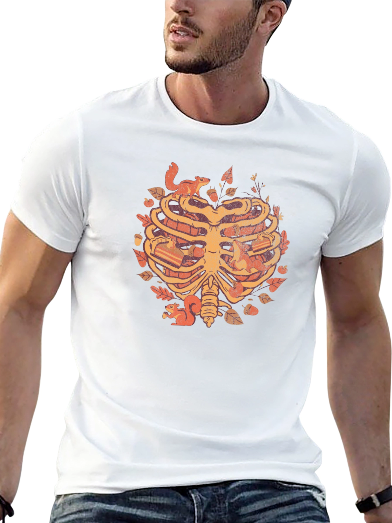 Squirrel Ribcage Graphic Tee - Autumnal Style