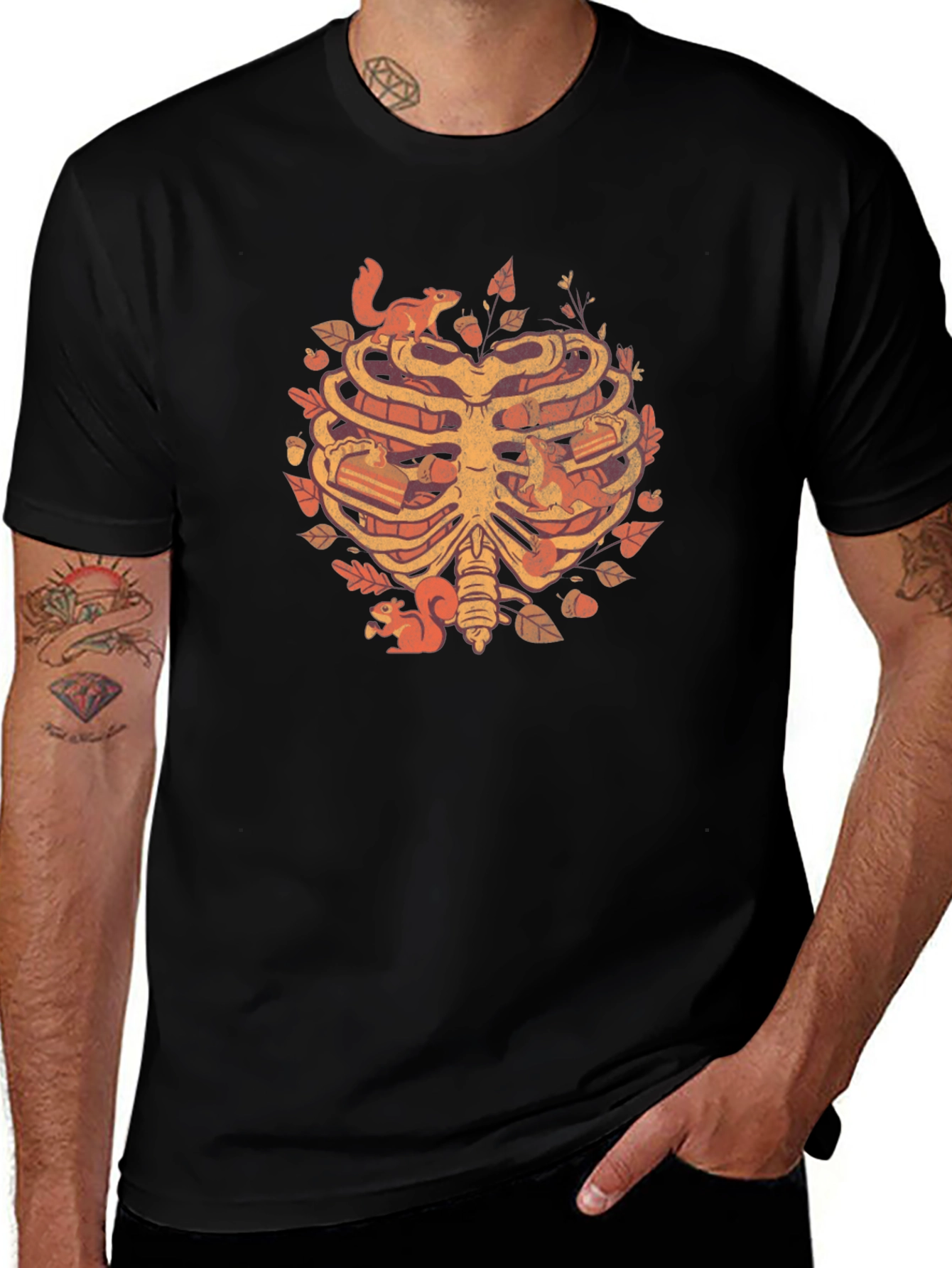 Squirrel Ribcage Graphic Tee - Autumnal Style
