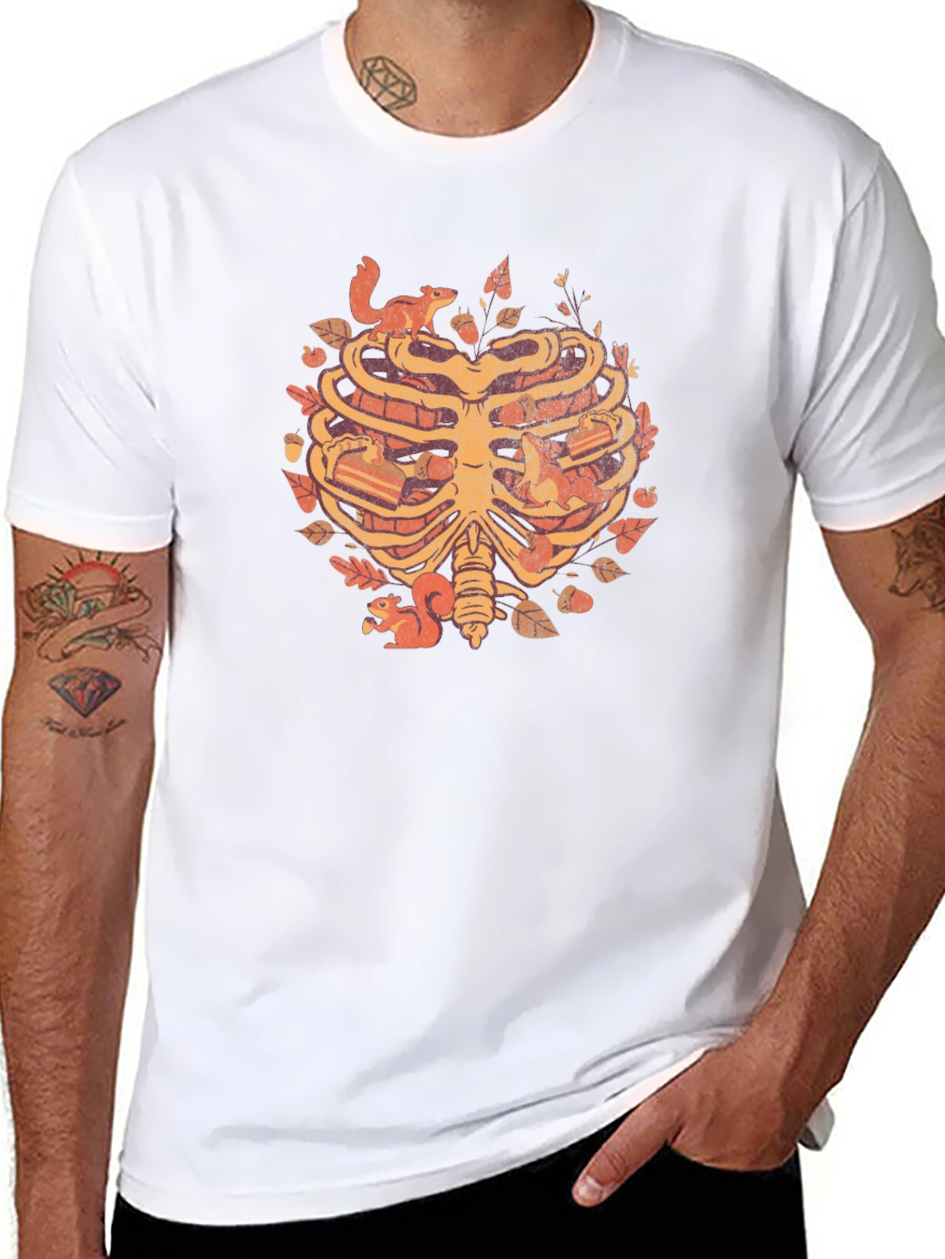 Squirrel Ribcage Graphic Tee - Autumnal Style
