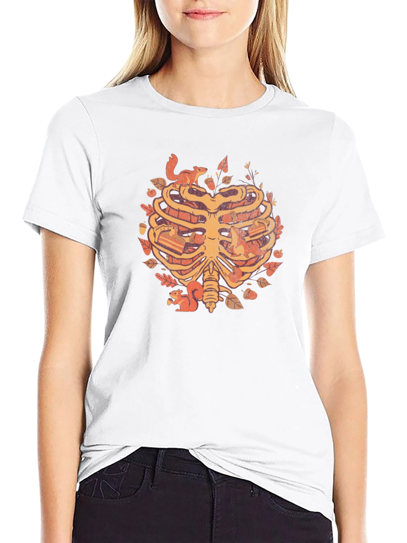 Squirrel Ribcage Graphic Tee - Autumnal Style