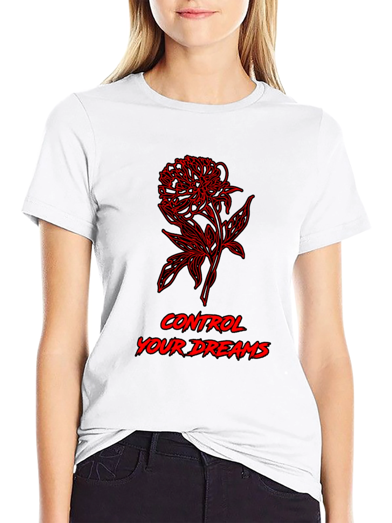 Floral Dream Control Graphic Tee - Black