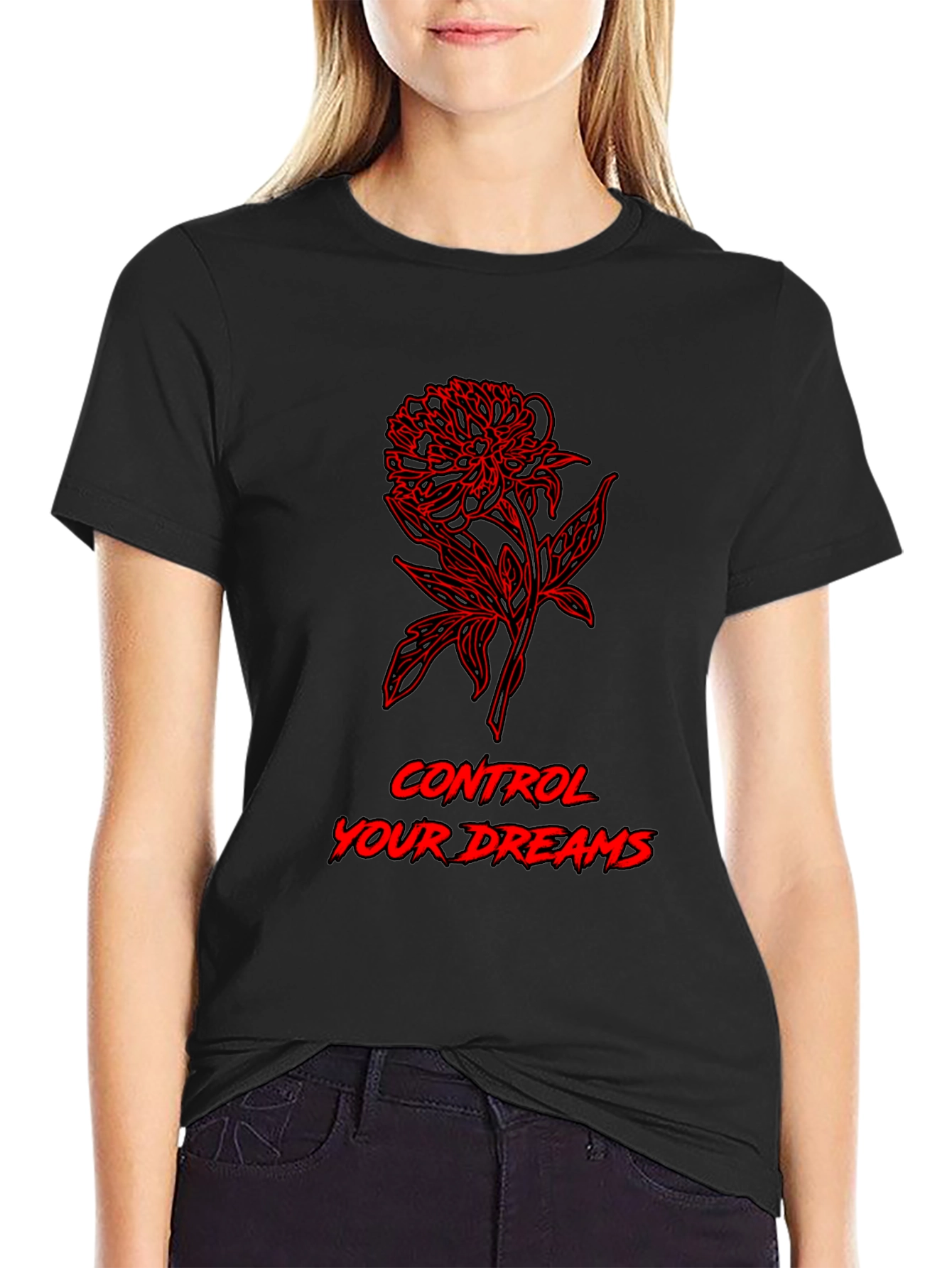 Floral Dream Control Graphic Tee - Black