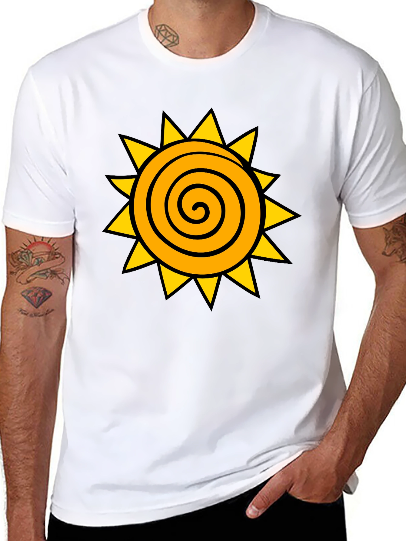 Spiral Sun Graphic Black T-Shirt