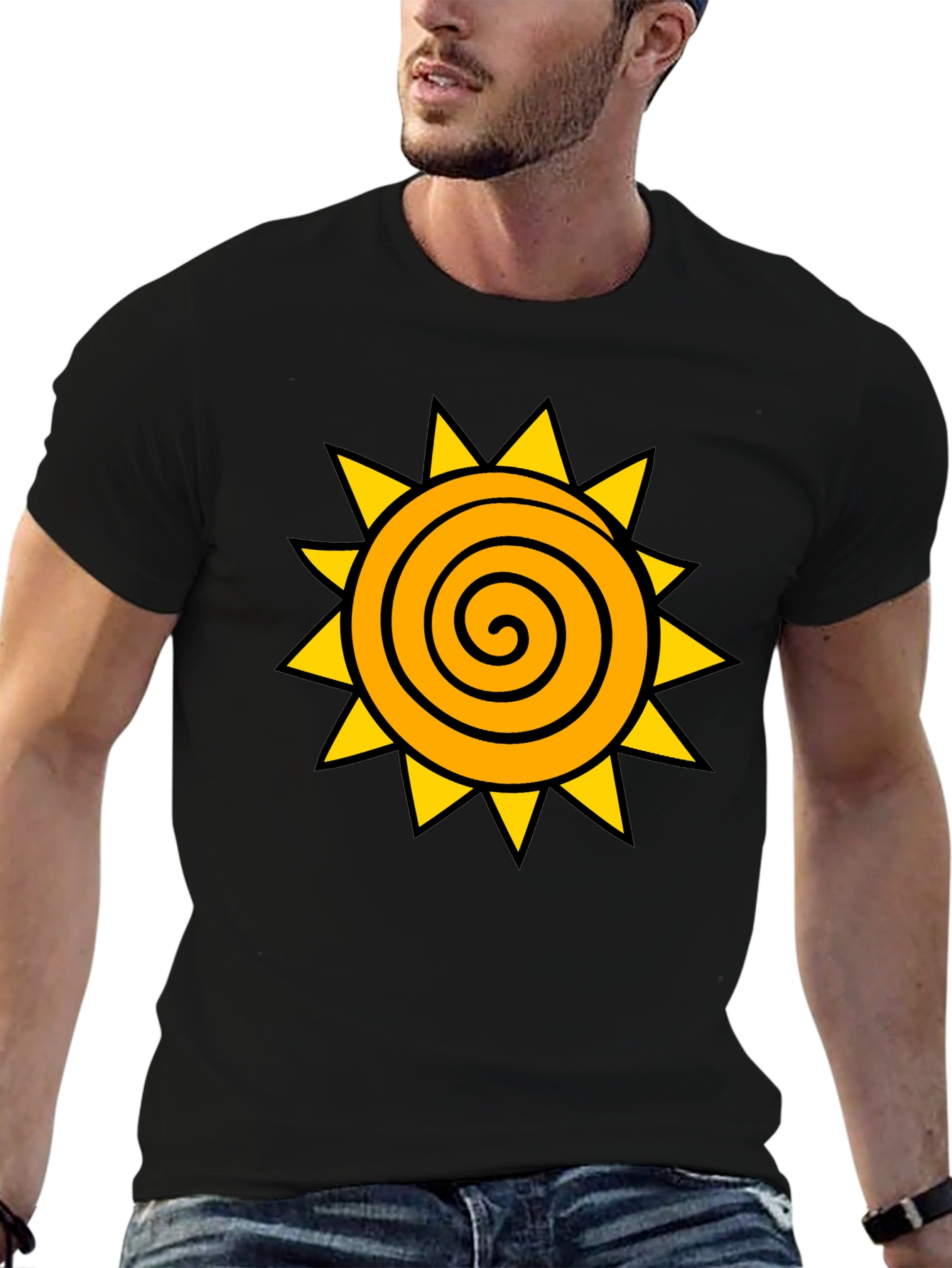 Spiral Sun Graphic Black T-Shirt