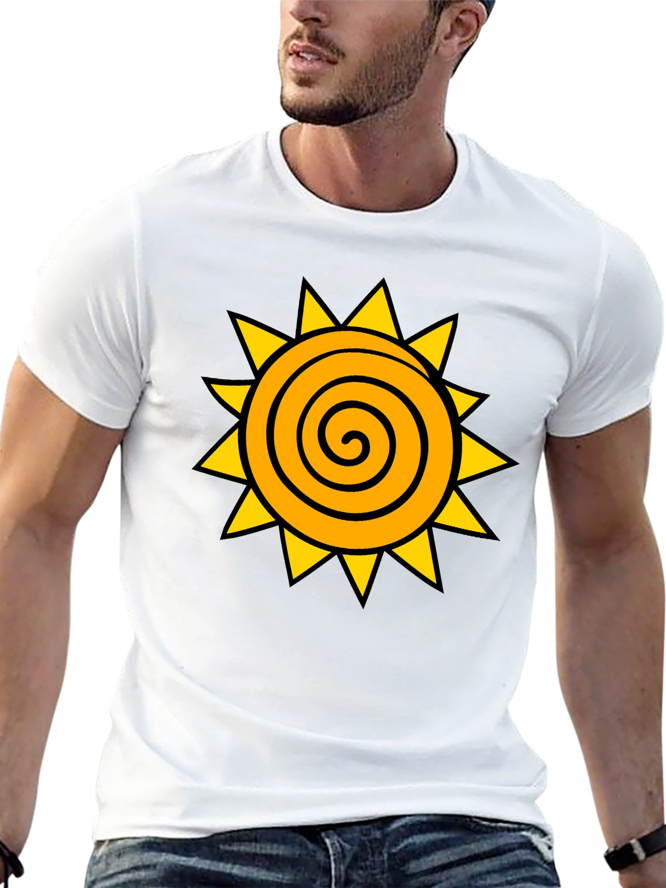 Spiral Sun Graphic Black T-Shirt
